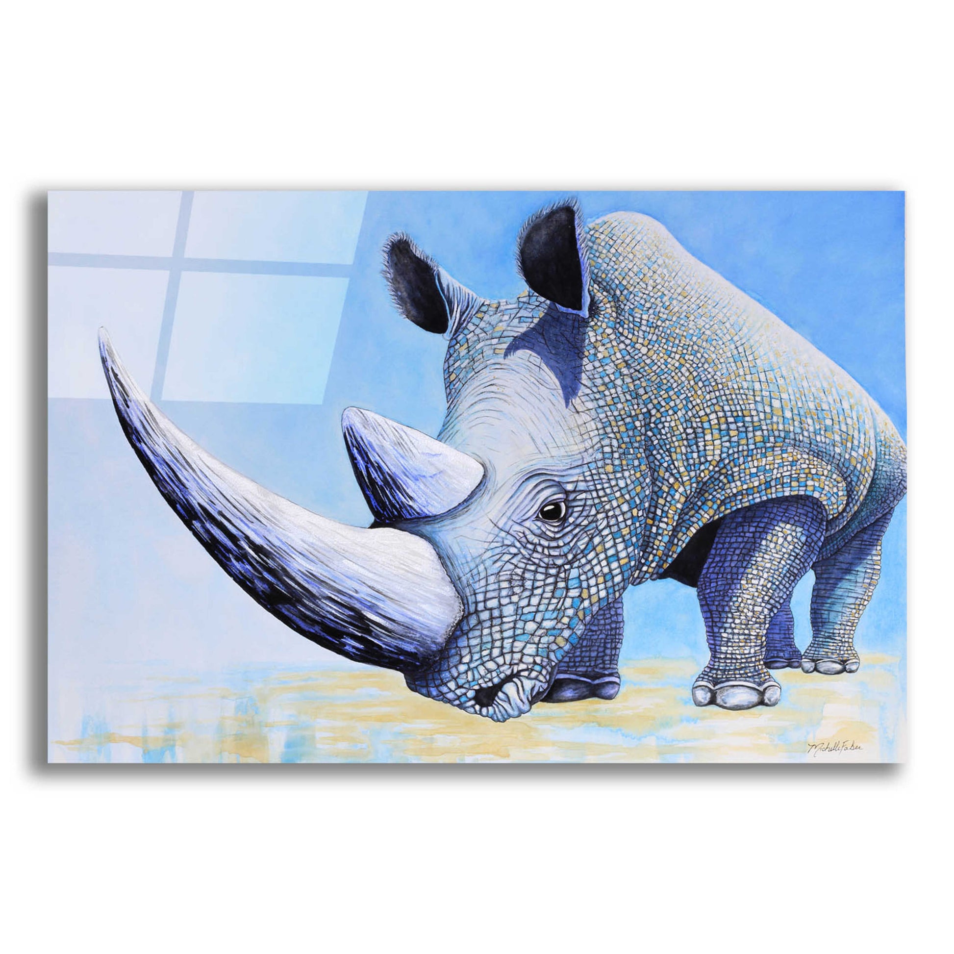 Epic Art 'Rhino' by Michelle Faber, Acrylic Glass Wall Art,24x16