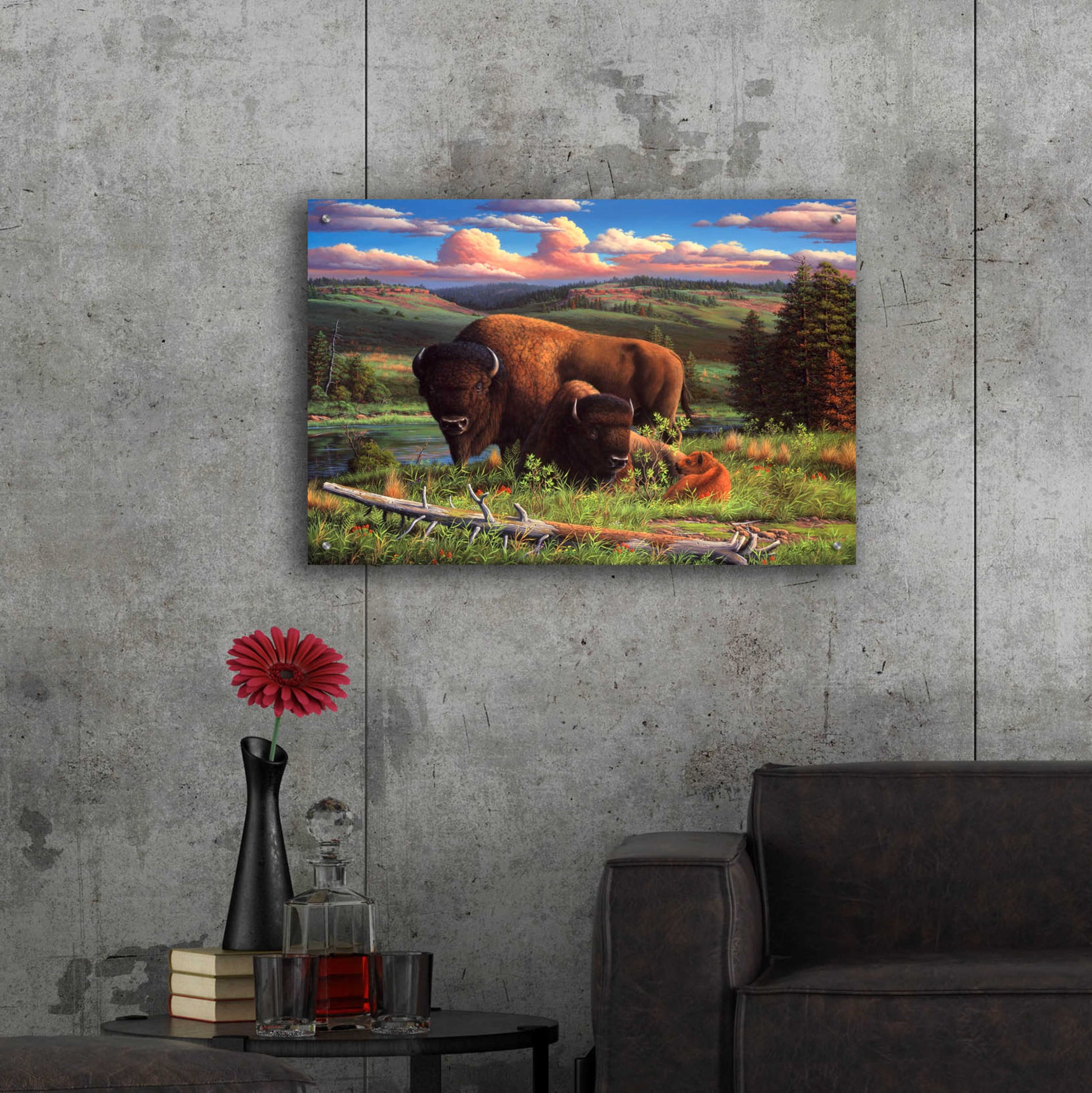 Epic Art 'Buffalo Nation' by R. Hed, Acrylic Glass Wall Art,36x24