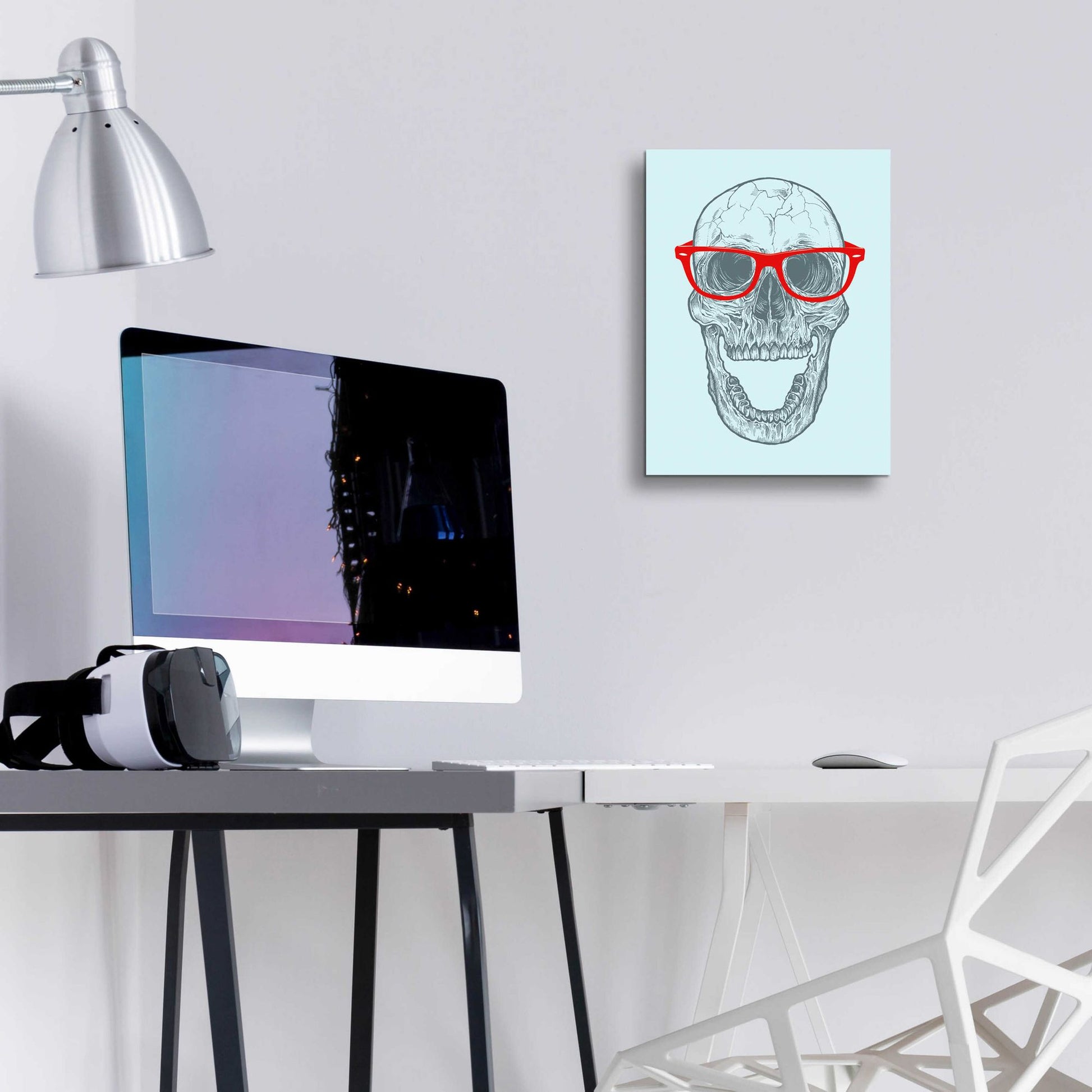 Epic Art 'Trendy Skull' by Rachel Caldwell, Acrylic Glass Wall Art,12x16