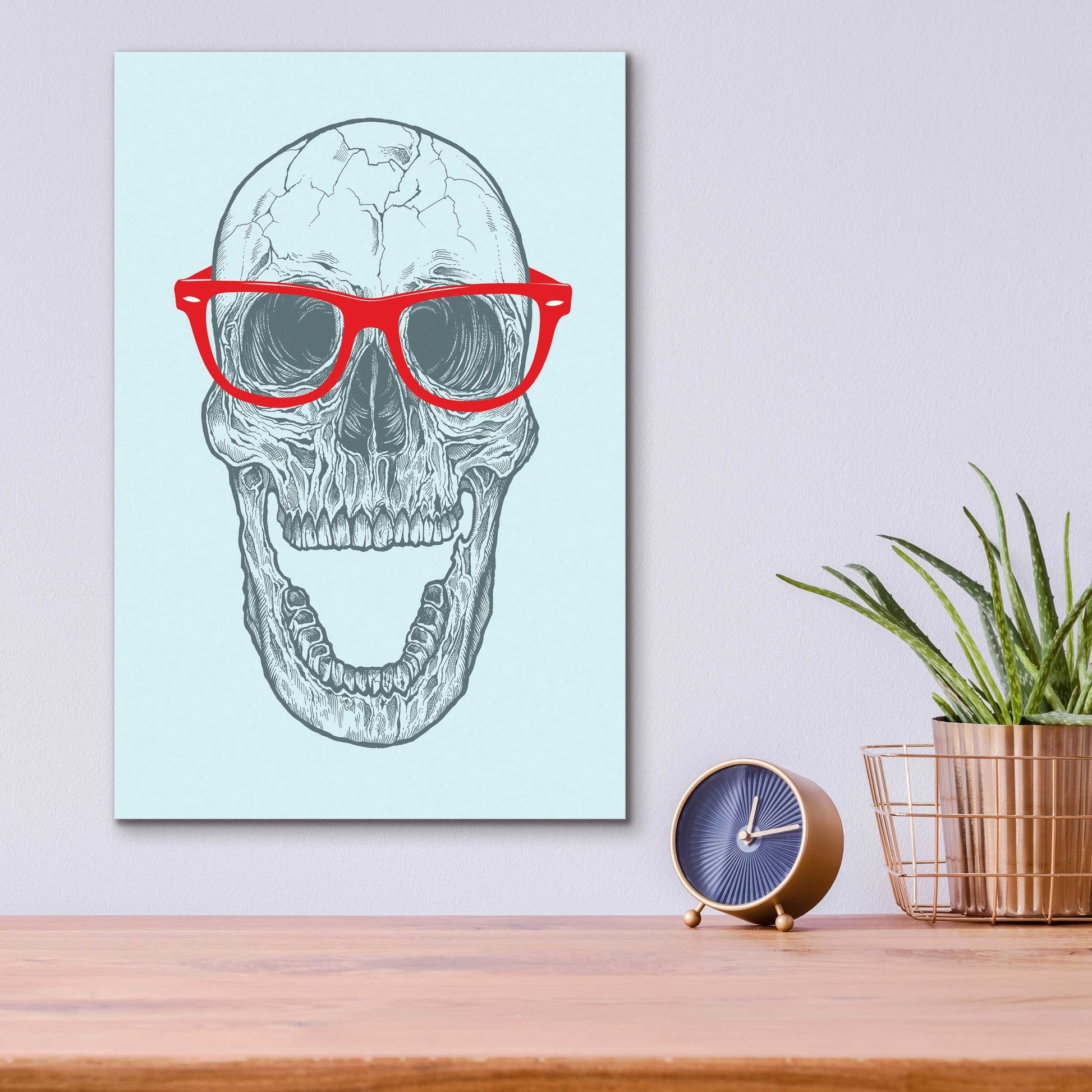 Epic Art 'Trendy Skull' by Rachel Caldwell, Acrylic Glass Wall Art,12x16