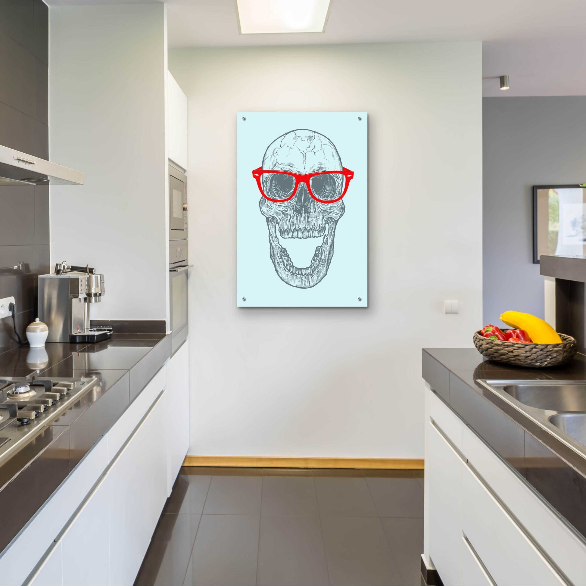 Epic Art 'Trendy Skull' by Rachel Caldwell, Acrylic Glass Wall Art,24x36