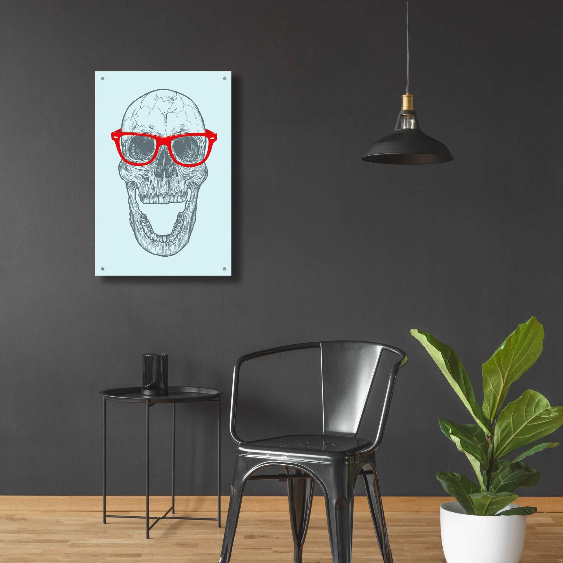 Epic Art 'Trendy Skull' by Rachel Caldwell, Acrylic Glass Wall Art,24x36