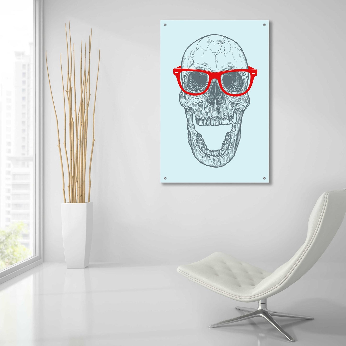 Epic Art 'Trendy Skull' by Rachel Caldwell, Acrylic Glass Wall Art,24x36