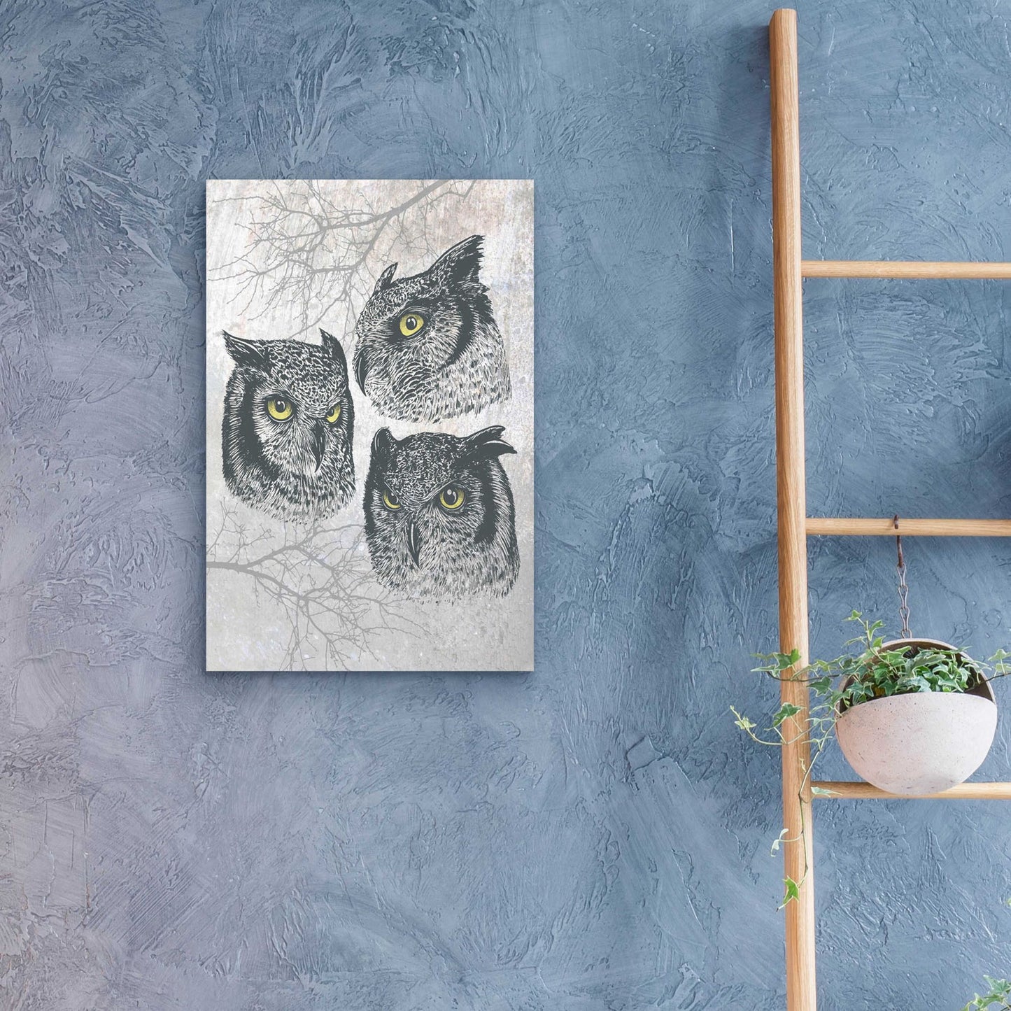 Epic Art 'Three Owls' by Rachel Caldwell, Acrylic Glass Wall Art,16x24