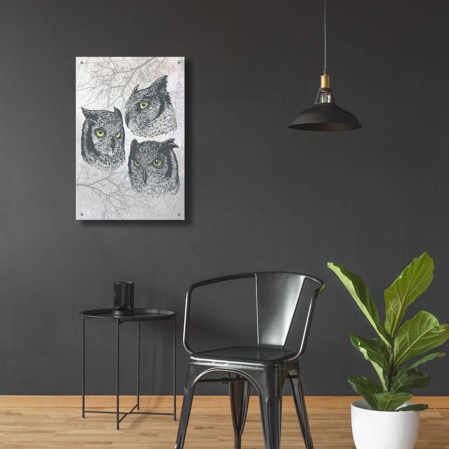 Epic Art 'Three Owls' by Rachel Caldwell, Acrylic Glass Wall Art,24x36