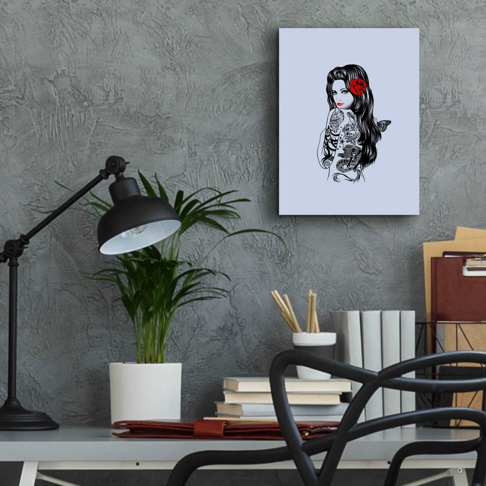 Epic Art 'Tattoo Girl' by Rachel Caldwell, Acrylic Glass Wall Art,12x16