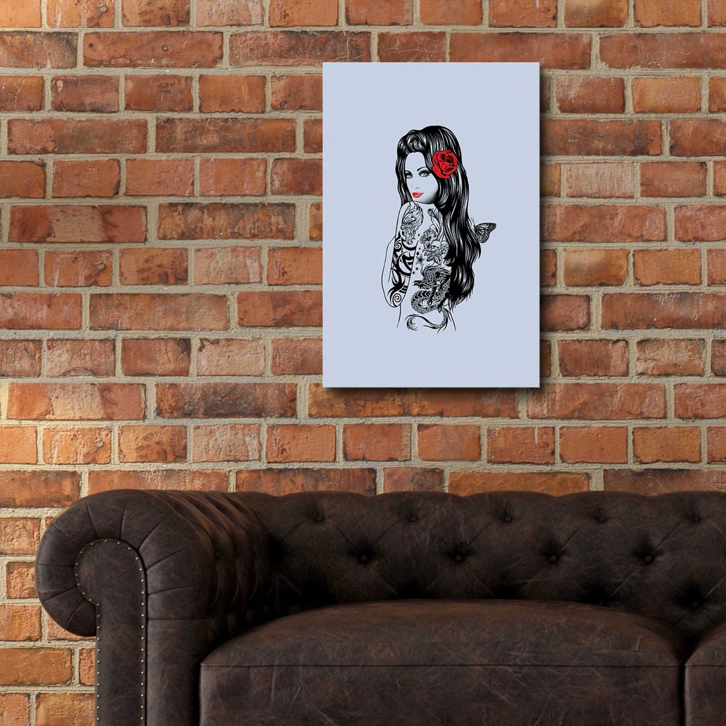 Epic Art 'Tattoo Girl' by Rachel Caldwell, Acrylic Glass Wall Art,16x24