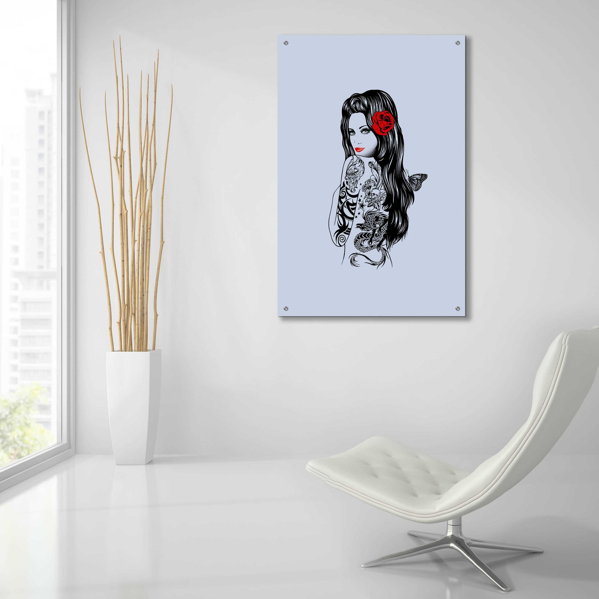 Epic Art 'Tattoo Girl' by Rachel Caldwell, Acrylic Glass Wall Art,24x36