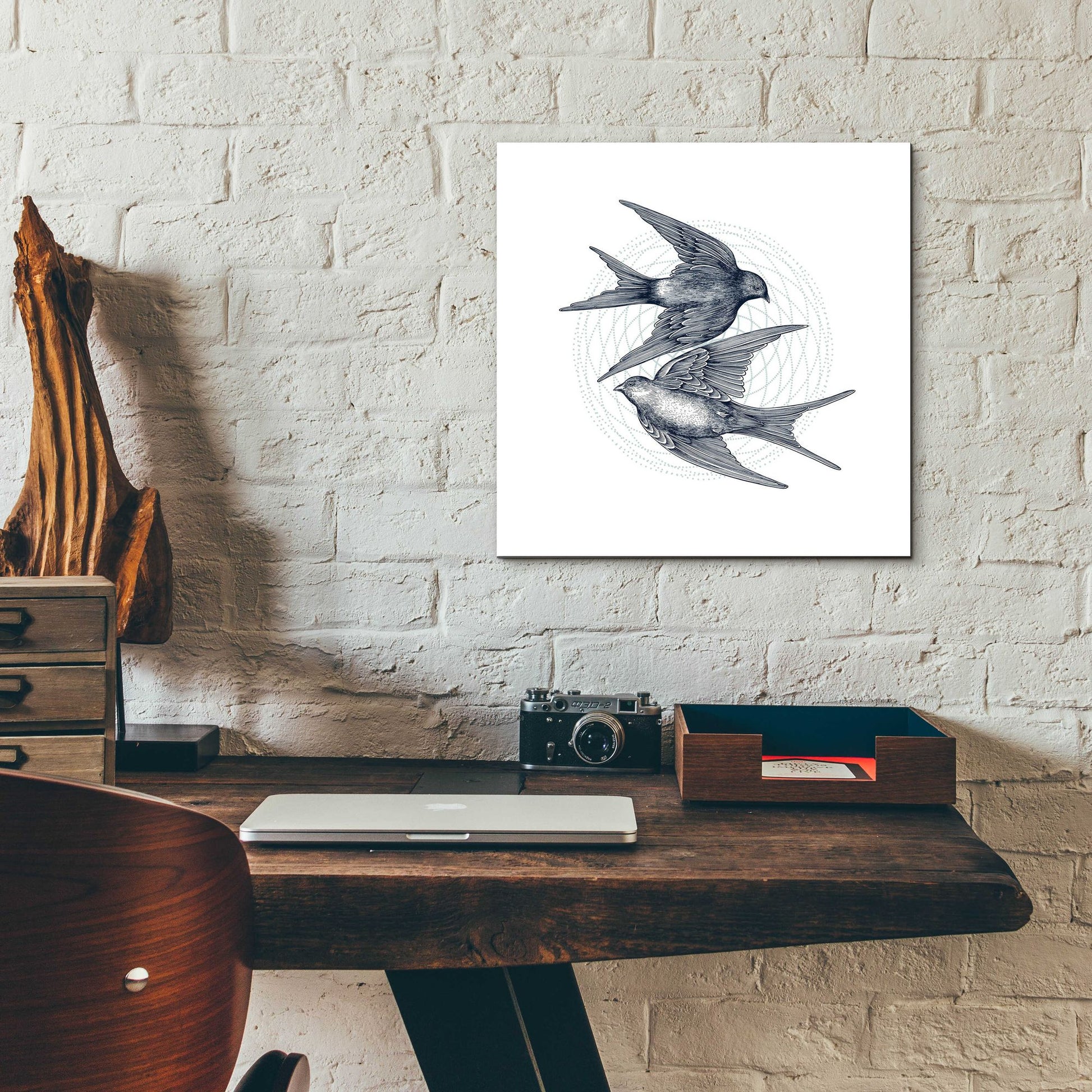 Epic Art 'Swirling Swallows' by Rachel Caldwell, Acrylic Glass Wall Art,12x12