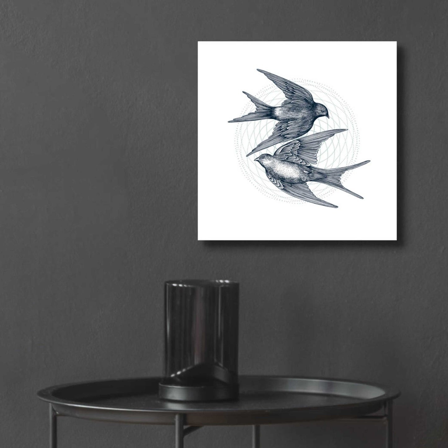 Epic Art 'Swirling Swallows' by Rachel Caldwell, Acrylic Glass Wall Art,12x12