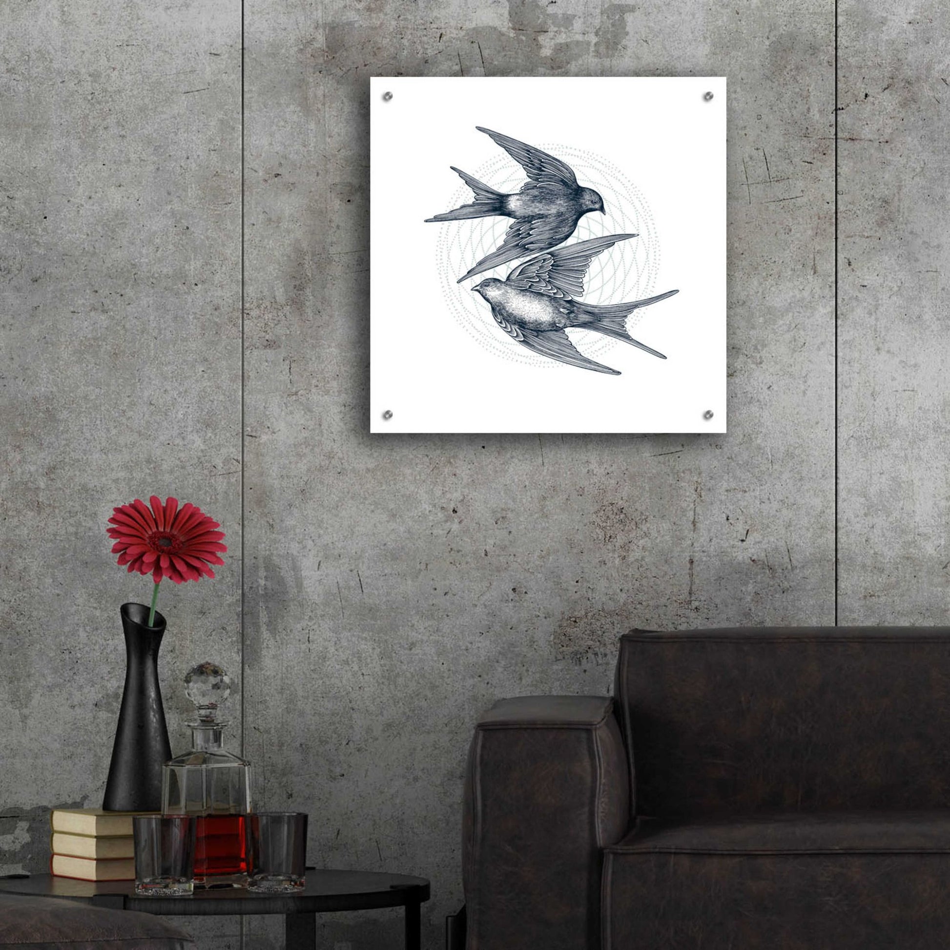 Epic Art 'Swirling Swallows' by Rachel Caldwell, Acrylic Glass Wall Art,24x24