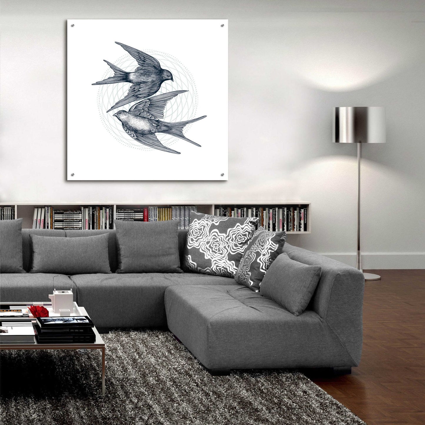 Epic Art 'Swirling Swallows' by Rachel Caldwell, Acrylic Glass Wall Art,36x36