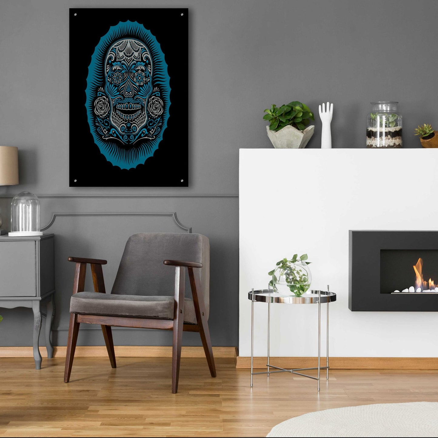 Epic Art 'Sugar Skull' by Rachel Caldwell, Acrylic Glass Wall Art,24x36