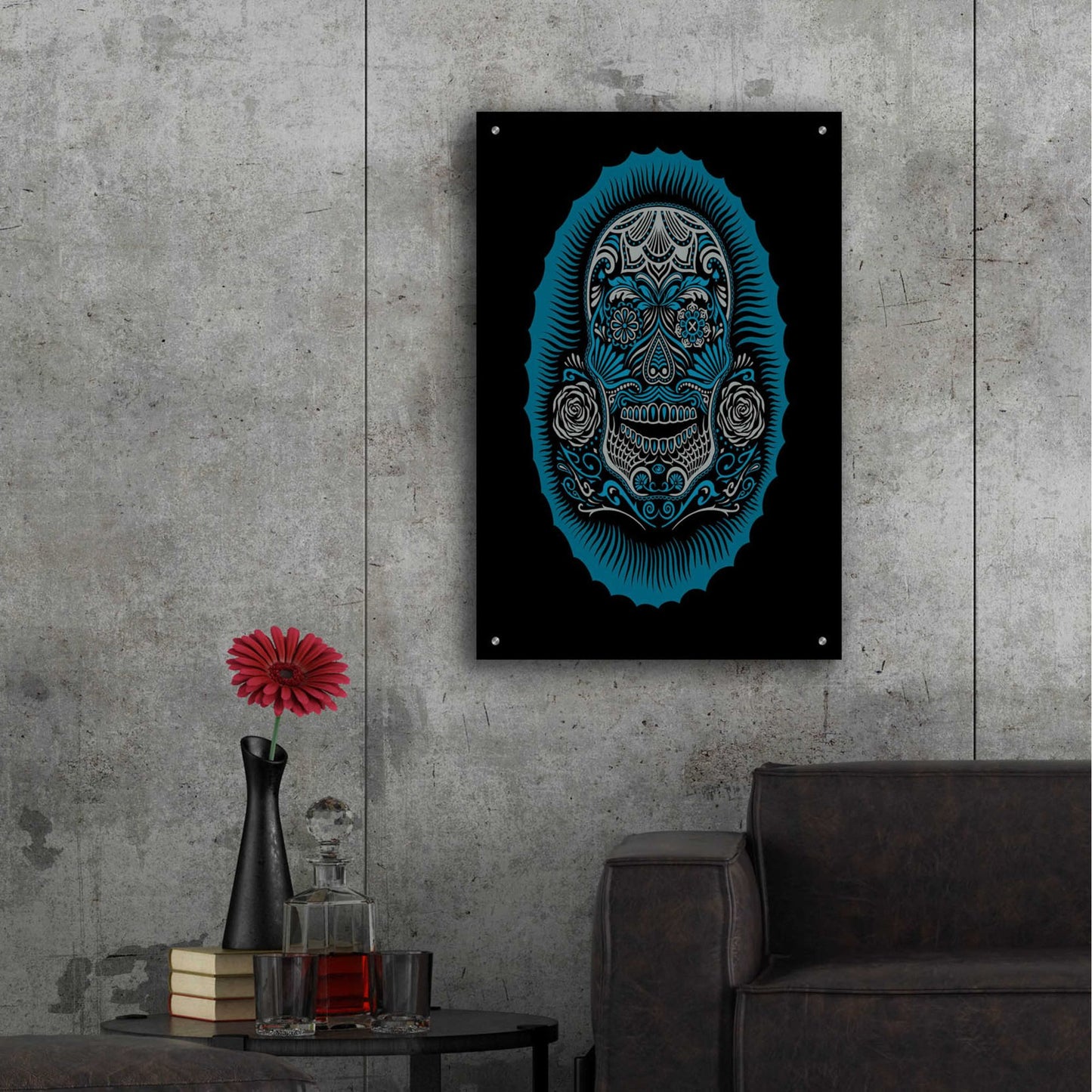 Epic Art 'Sugar Skull' by Rachel Caldwell, Acrylic Glass Wall Art,24x36