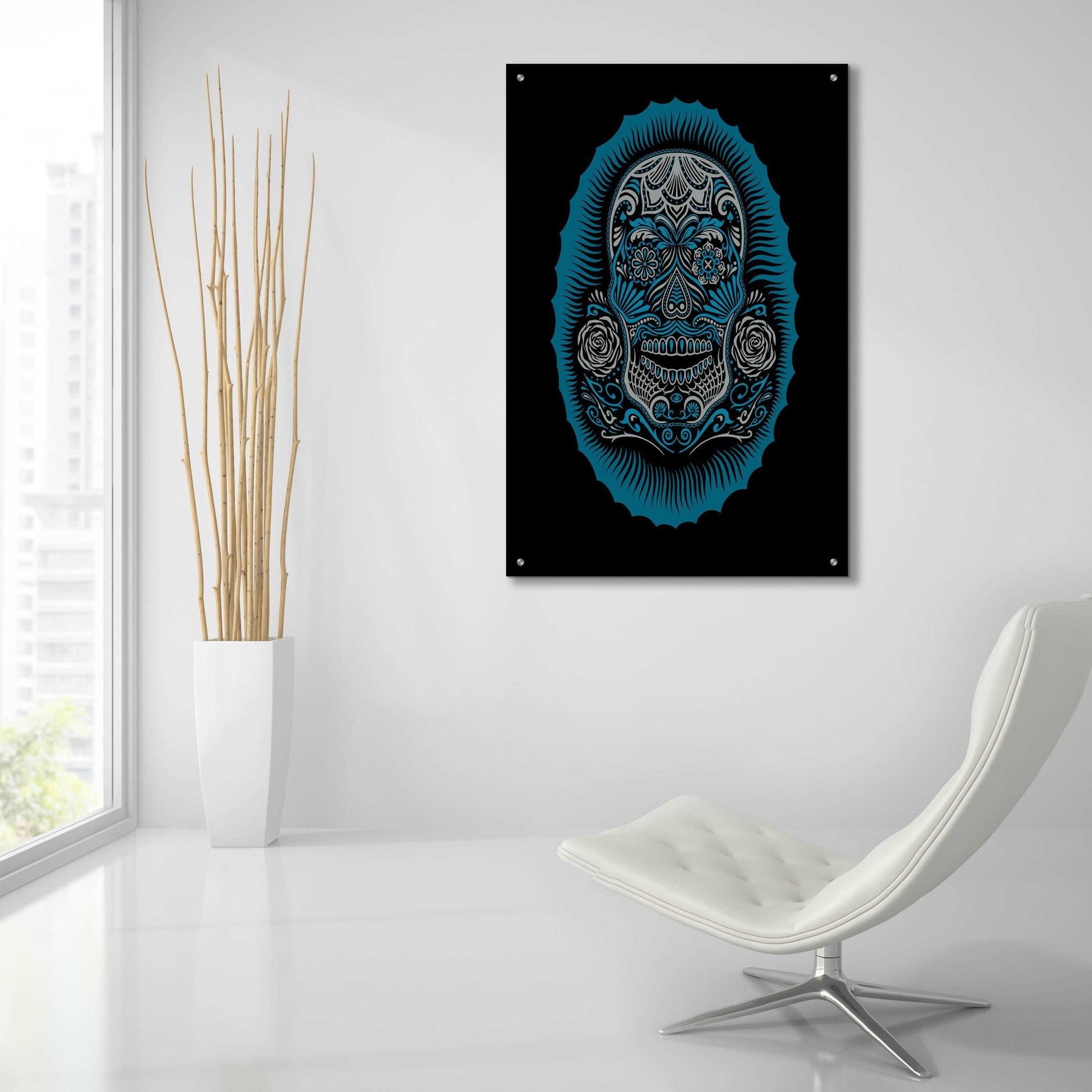 Epic Art 'Sugar Skull' by Rachel Caldwell, Acrylic Glass Wall Art,24x36