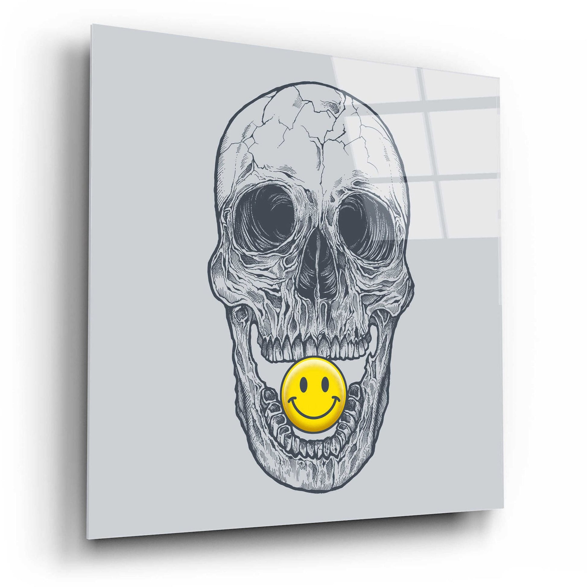 Epic Art 'Skull Have A Nice Day' by Rachel Caldwell, Acrylic Glass Wall Art,12x12