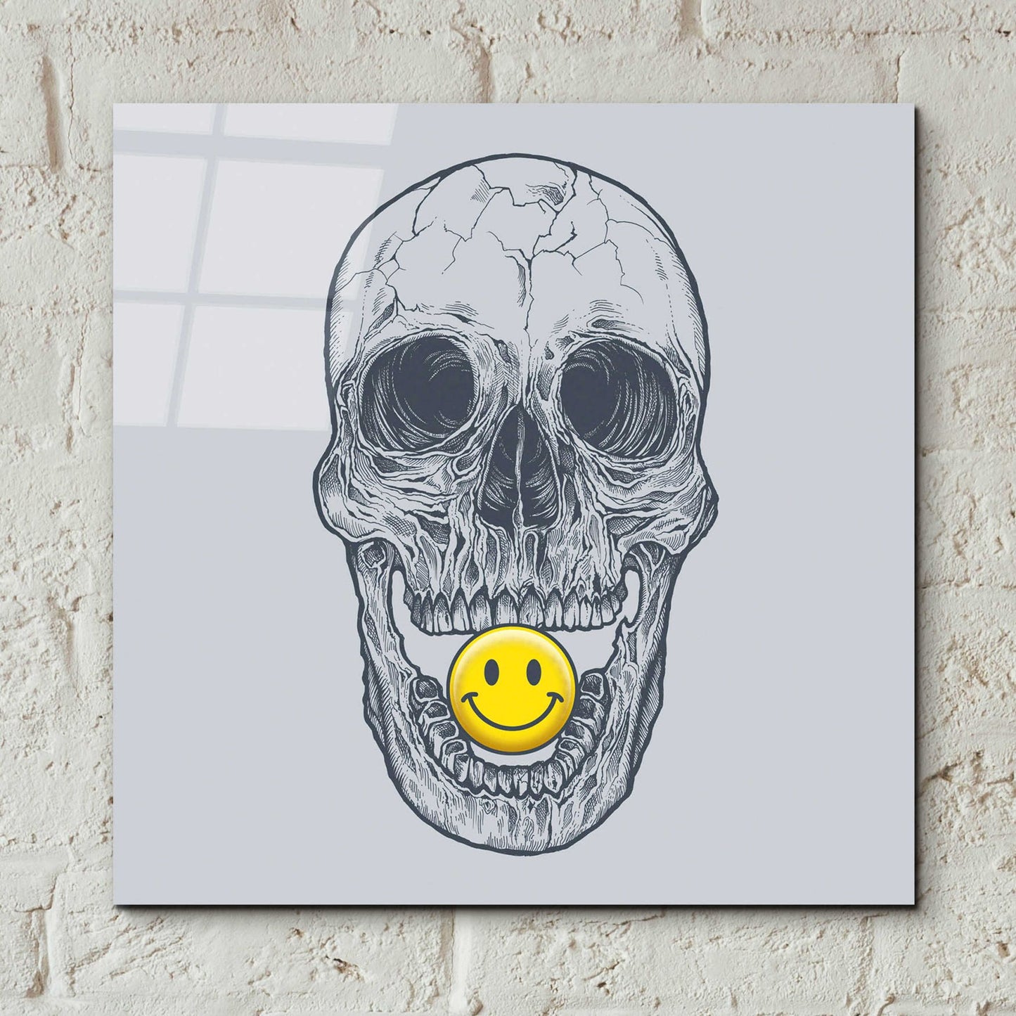 Epic Art 'Skull Have A Nice Day' by Rachel Caldwell, Acrylic Glass Wall Art,12x12