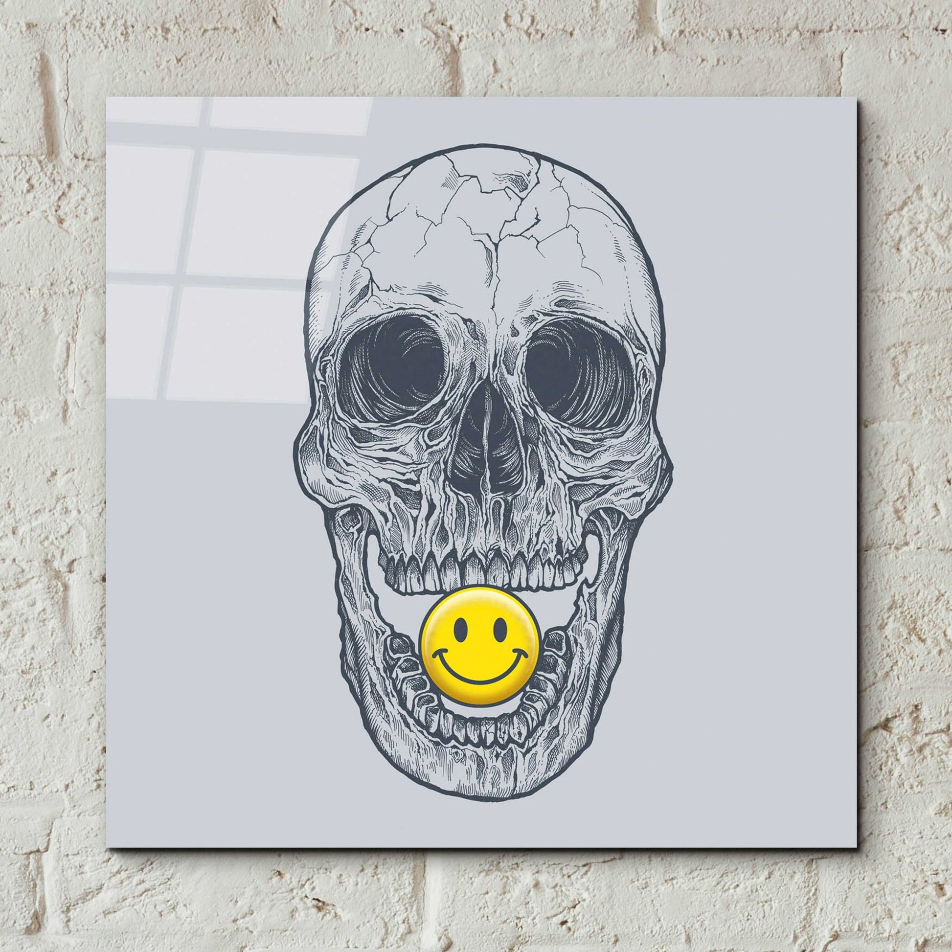 Epic Art 'Skull Have A Nice Day' by Rachel Caldwell, Acrylic Glass Wall Art,12x12