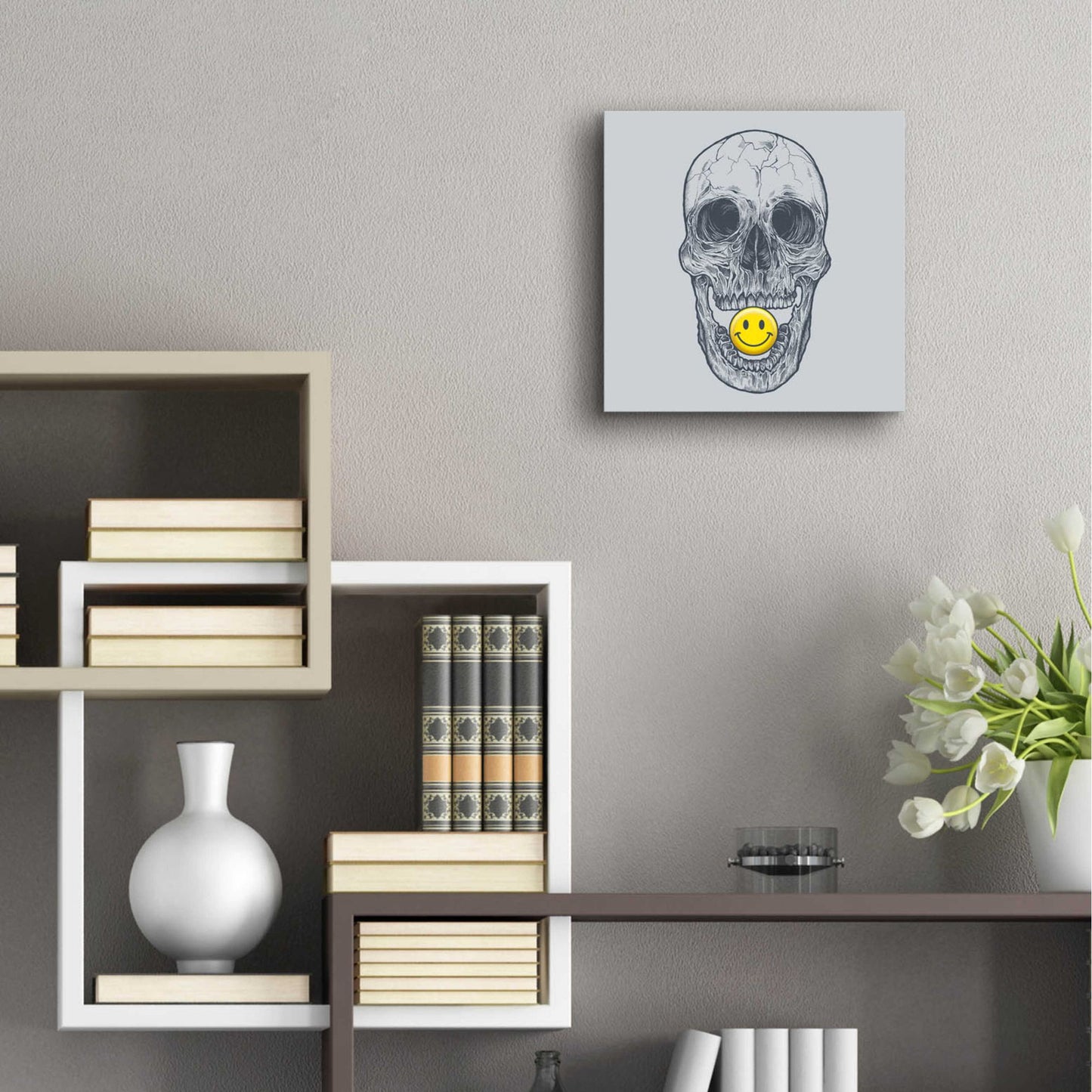 Epic Art 'Skull Have A Nice Day' by Rachel Caldwell, Acrylic Glass Wall Art,12x12