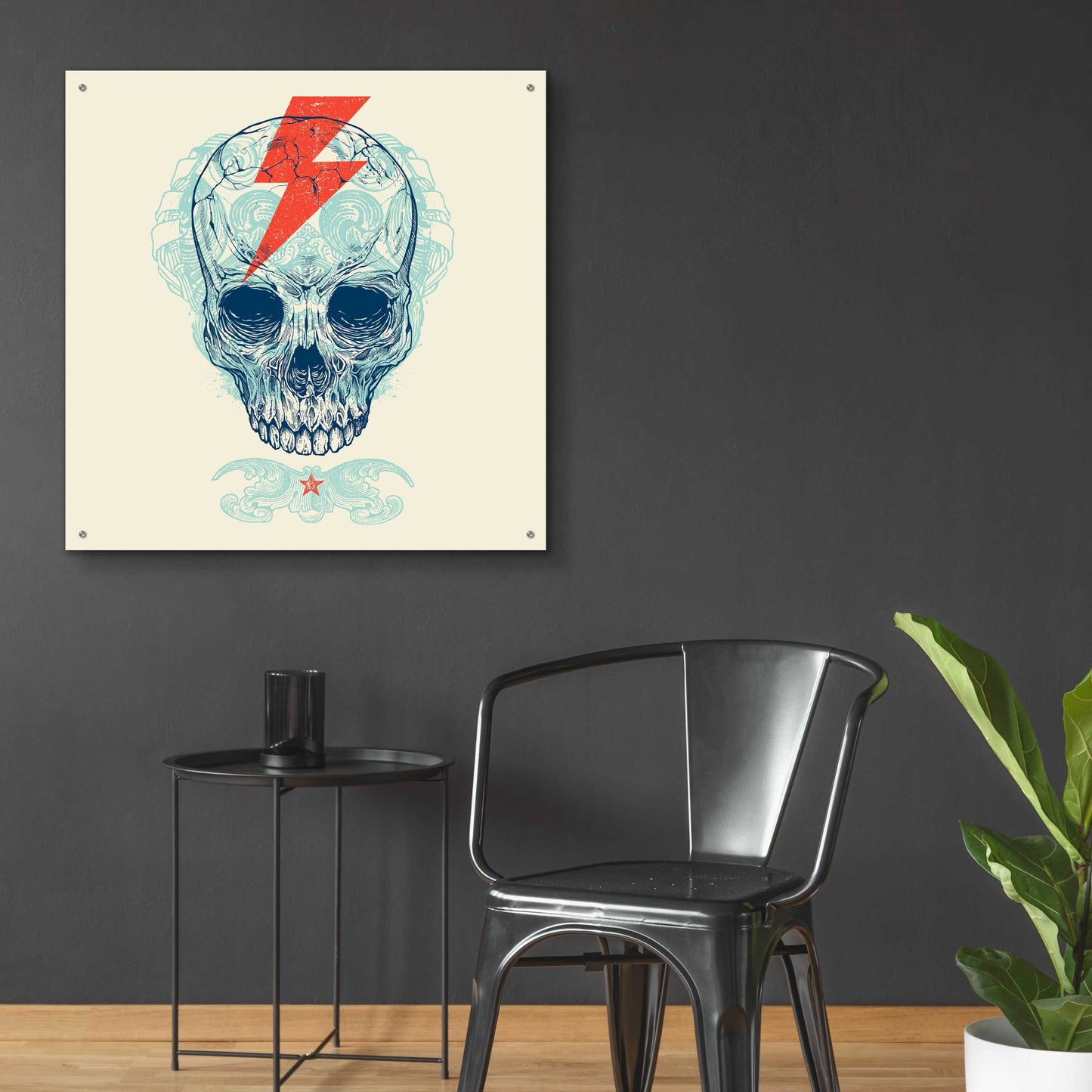 Epic Art 'Skull Bolt' by Rachel Caldwell, Acrylic Glass Wall Art,36x36