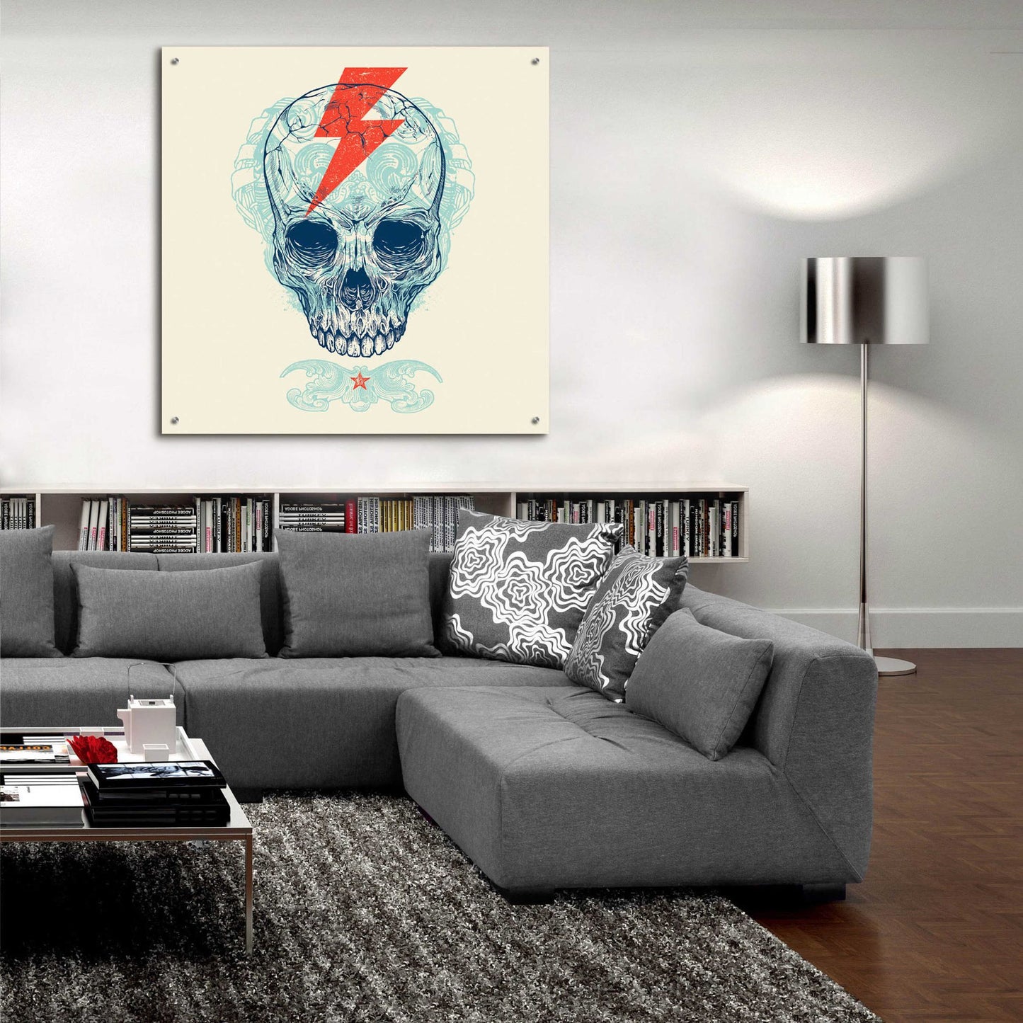 Epic Art 'Skull Bolt' by Rachel Caldwell, Acrylic Glass Wall Art,36x36