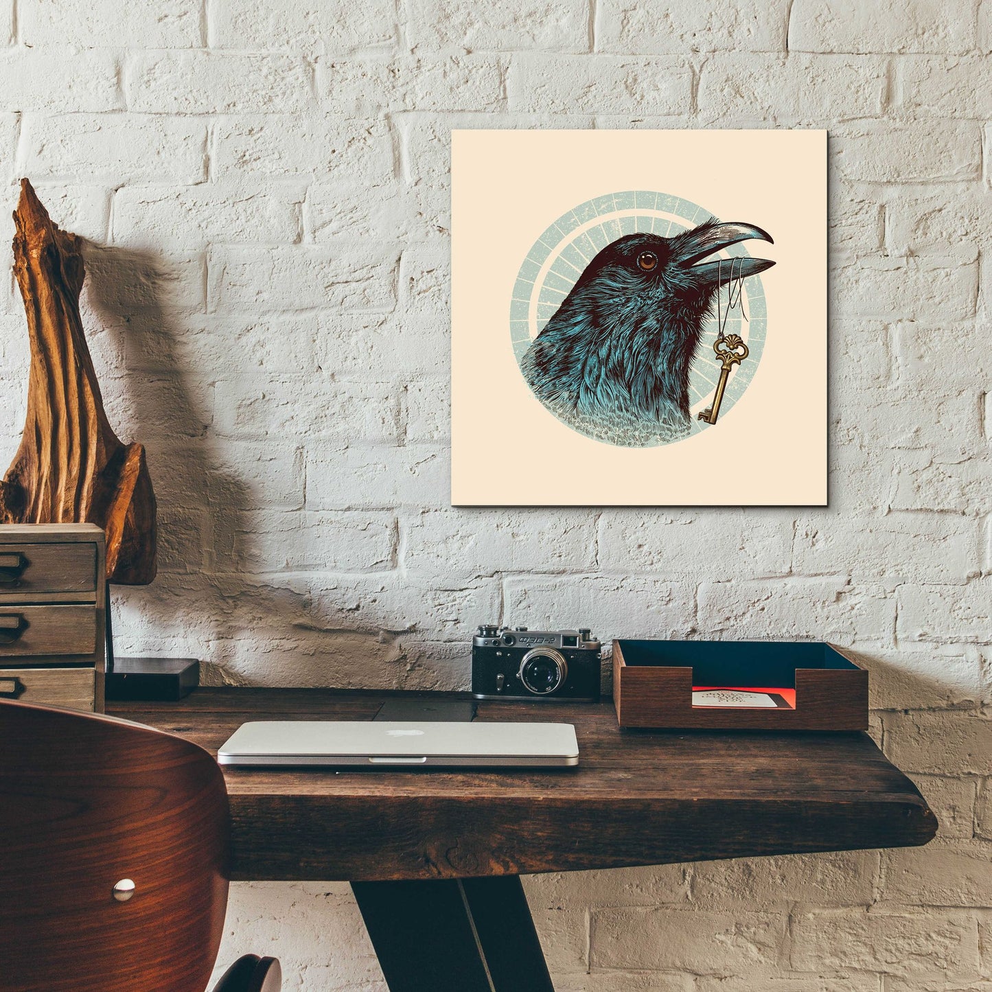 Epic Art 'Raven Portrait' by Rachel Caldwell, Acrylic Glass Wall Art,12x12