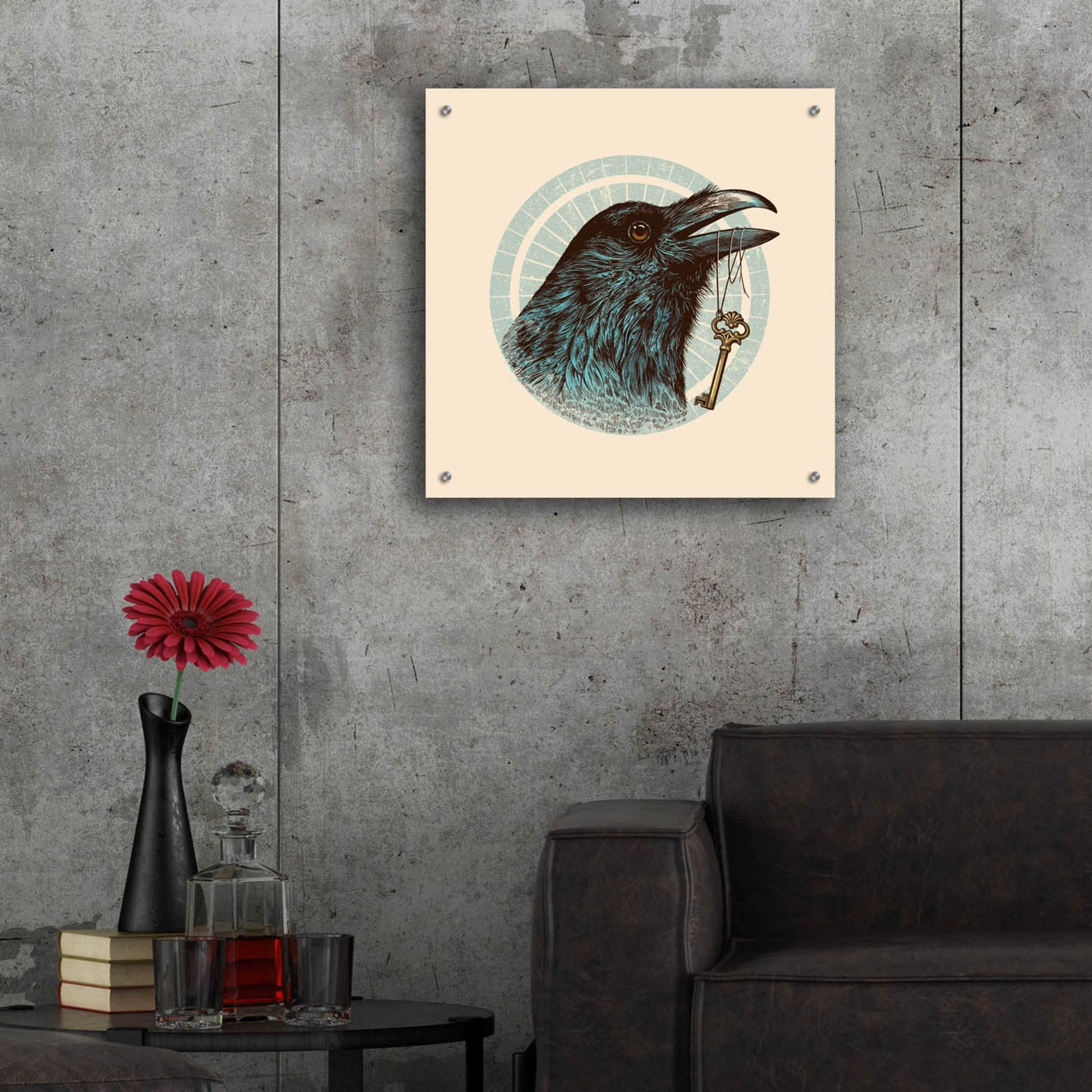 Epic Art 'Raven Portrait' by Rachel Caldwell, Acrylic Glass Wall Art,24x24