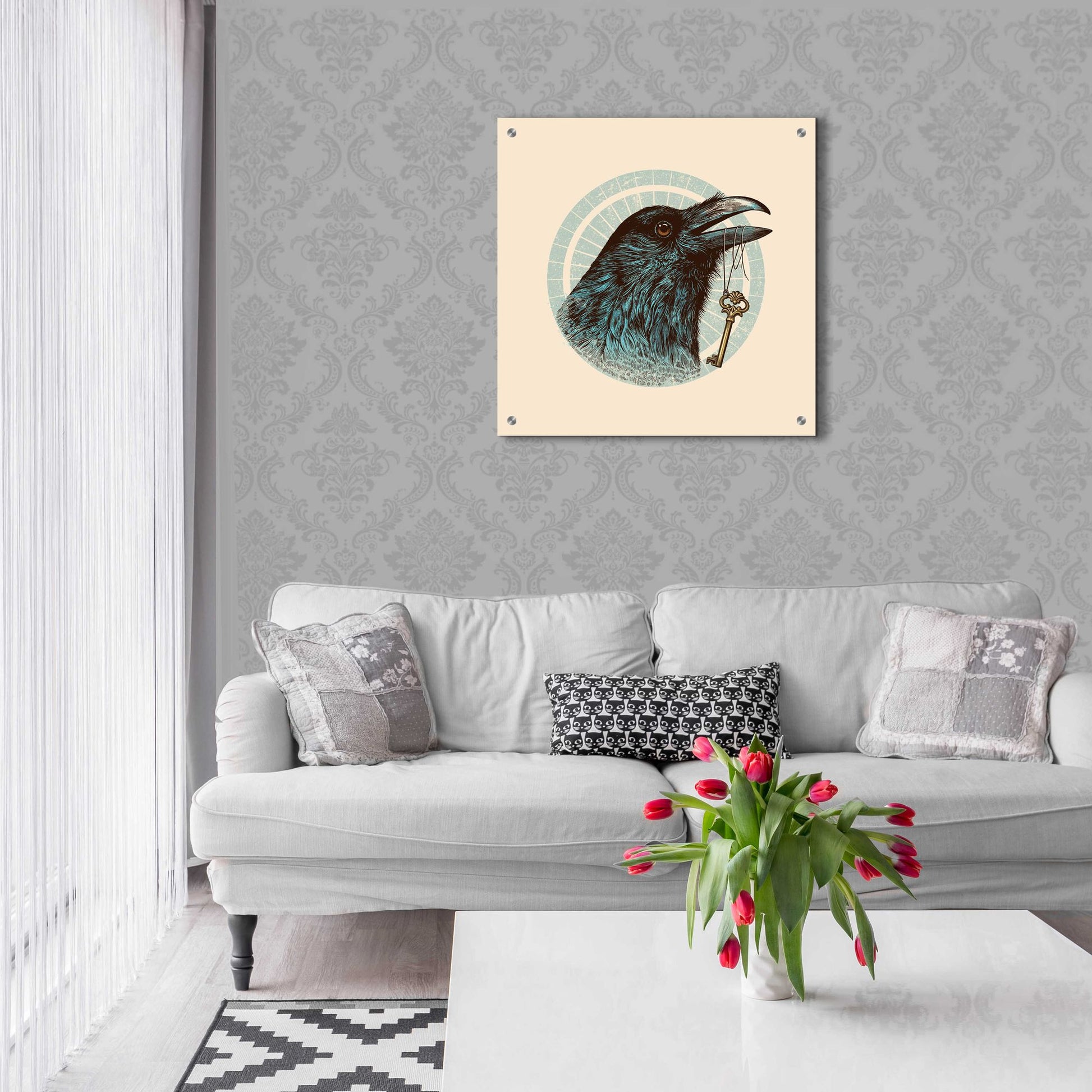 Epic Art 'Raven Portrait' by Rachel Caldwell, Acrylic Glass Wall Art,24x24