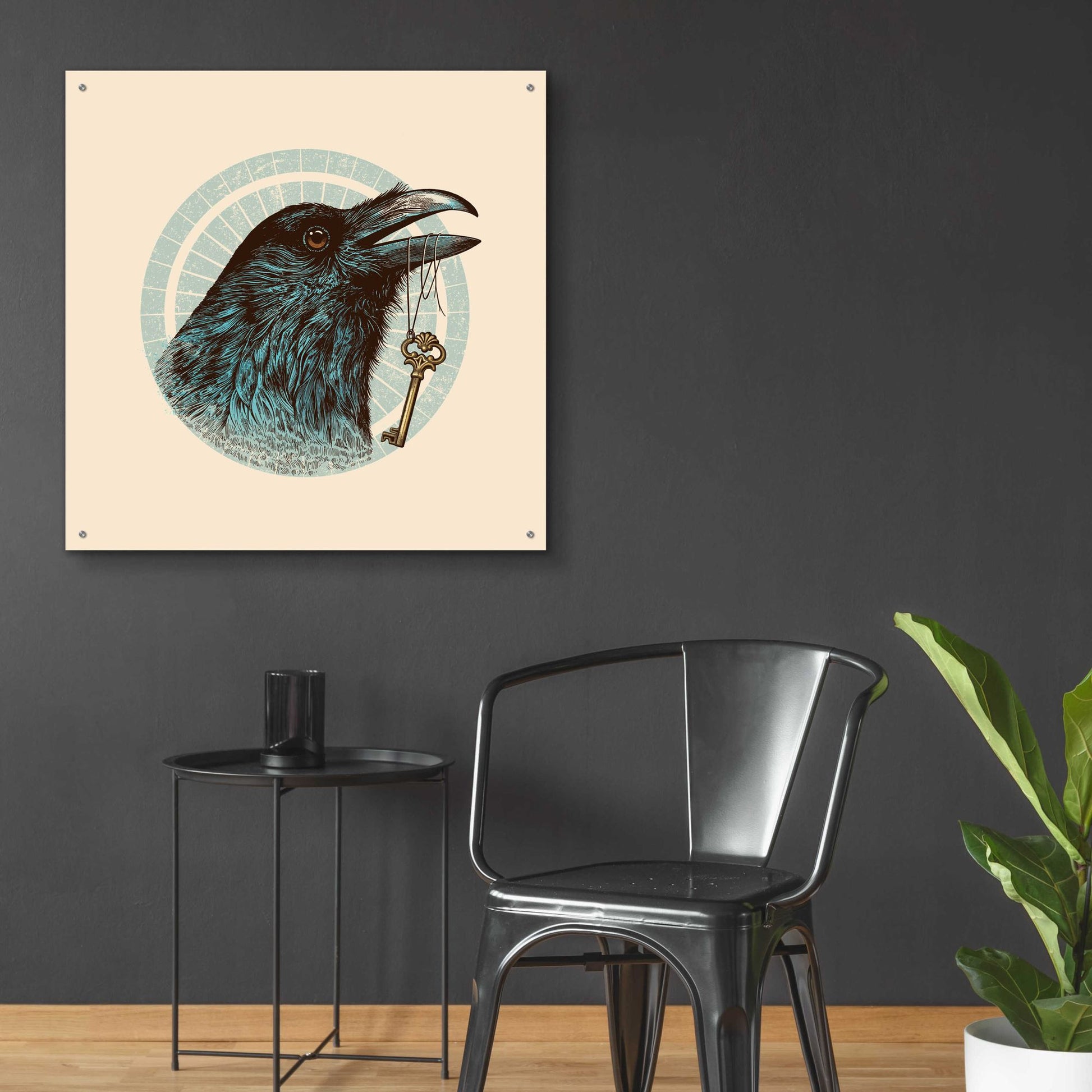 Epic Art 'Raven Portrait' by Rachel Caldwell, Acrylic Glass Wall Art,36x36