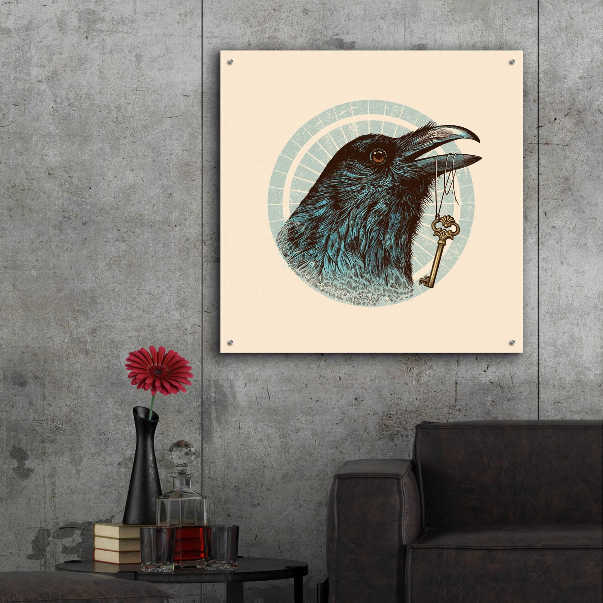 Epic Art 'Raven Portrait' by Rachel Caldwell, Acrylic Glass Wall Art,36x36