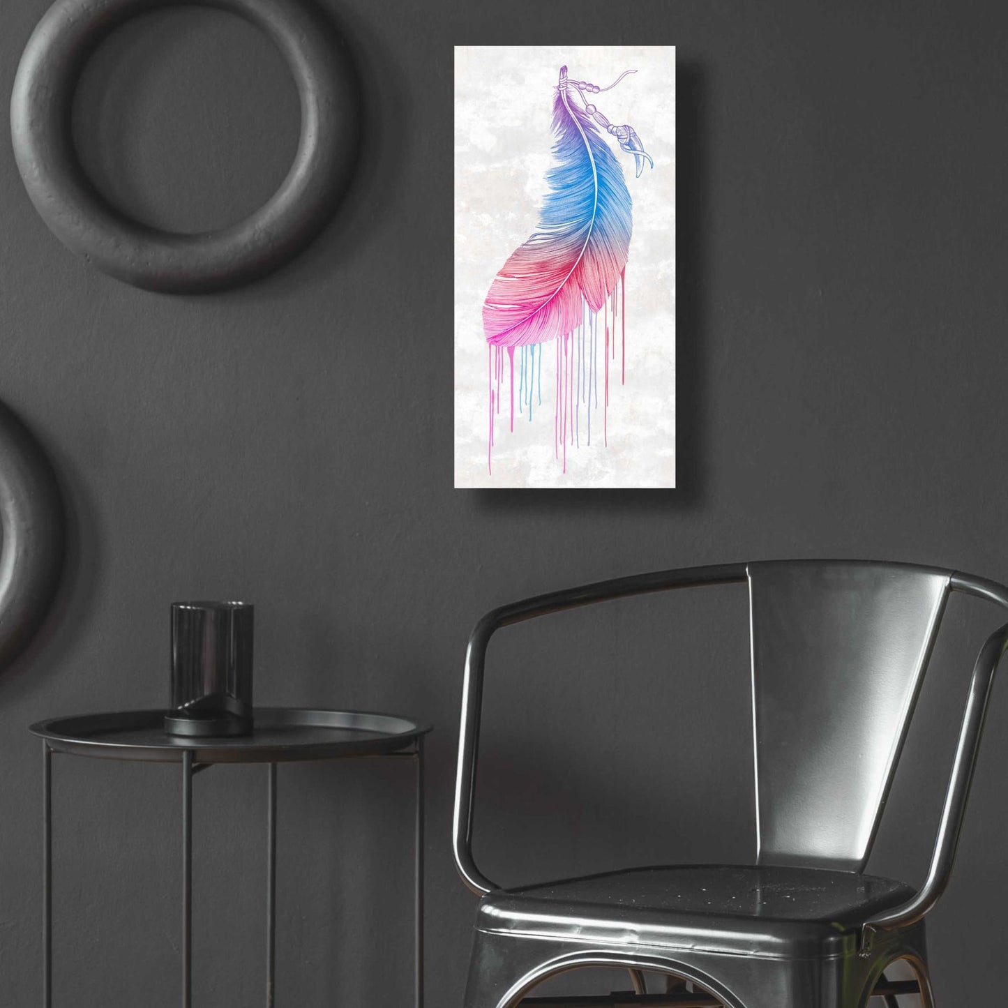 Epic Art 'Rainbow Feather' by Rachel Caldwell, Acrylic Glass Wall Art,12x24