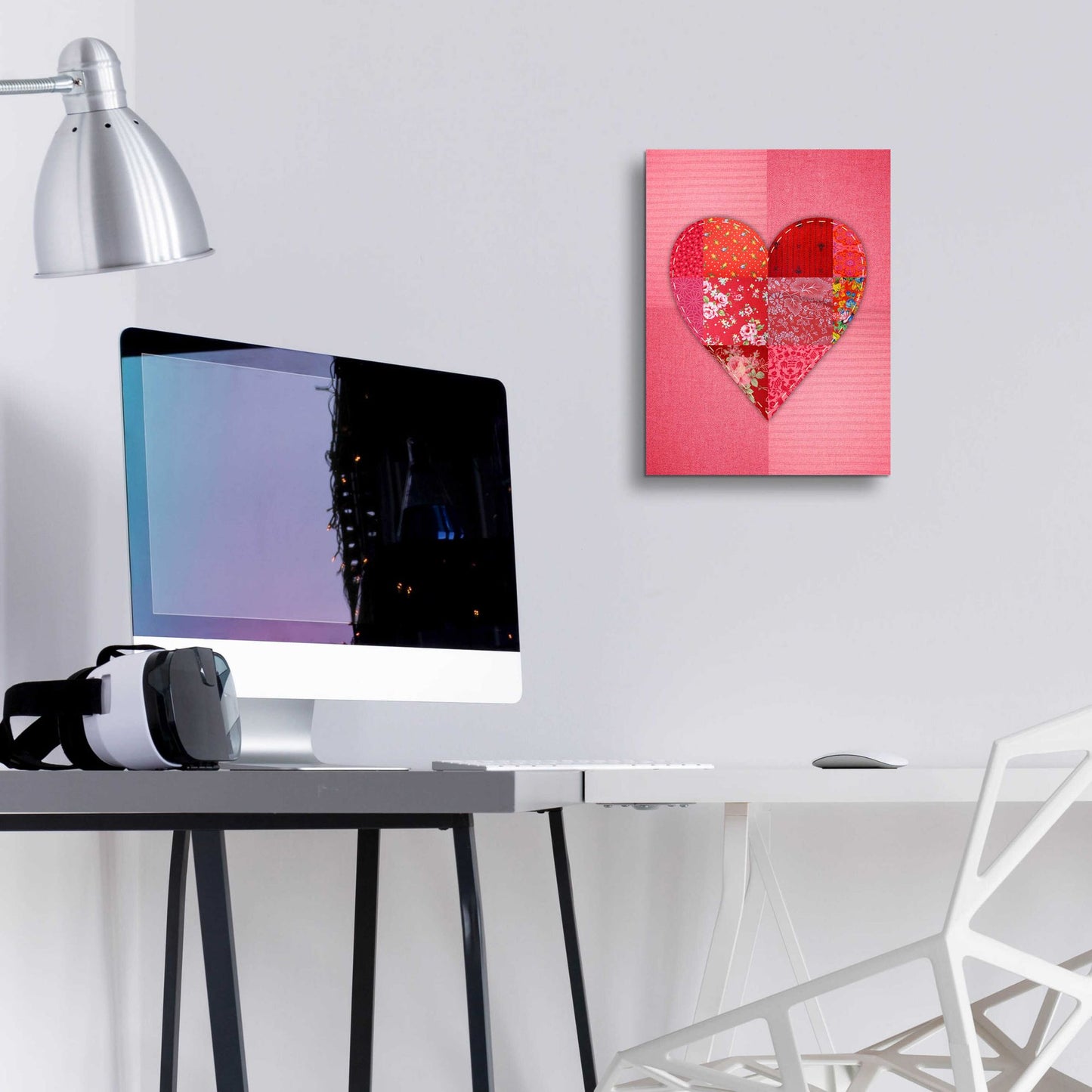 Epic Art 'Patch Heart Pink' by Rachel Caldwell, Acrylic Glass Wall Art,12x16