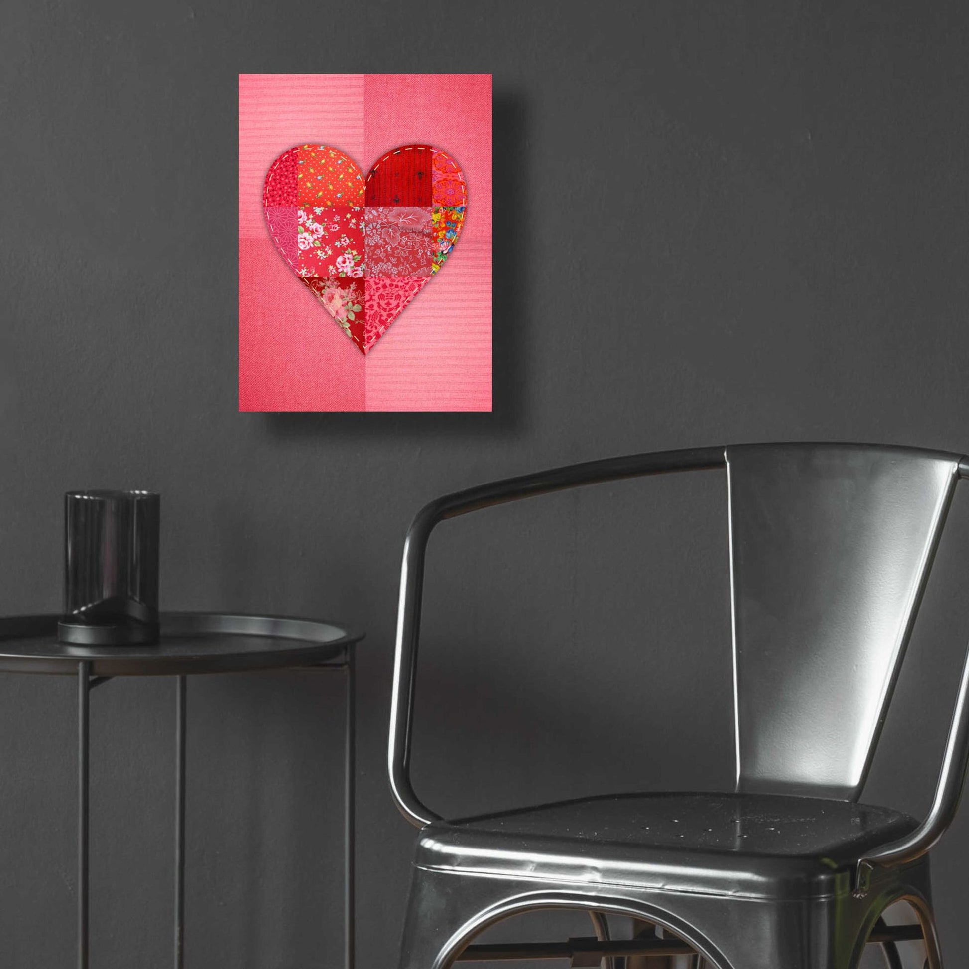 Epic Art 'Patch Heart Pink' by Rachel Caldwell, Acrylic Glass Wall Art,12x16