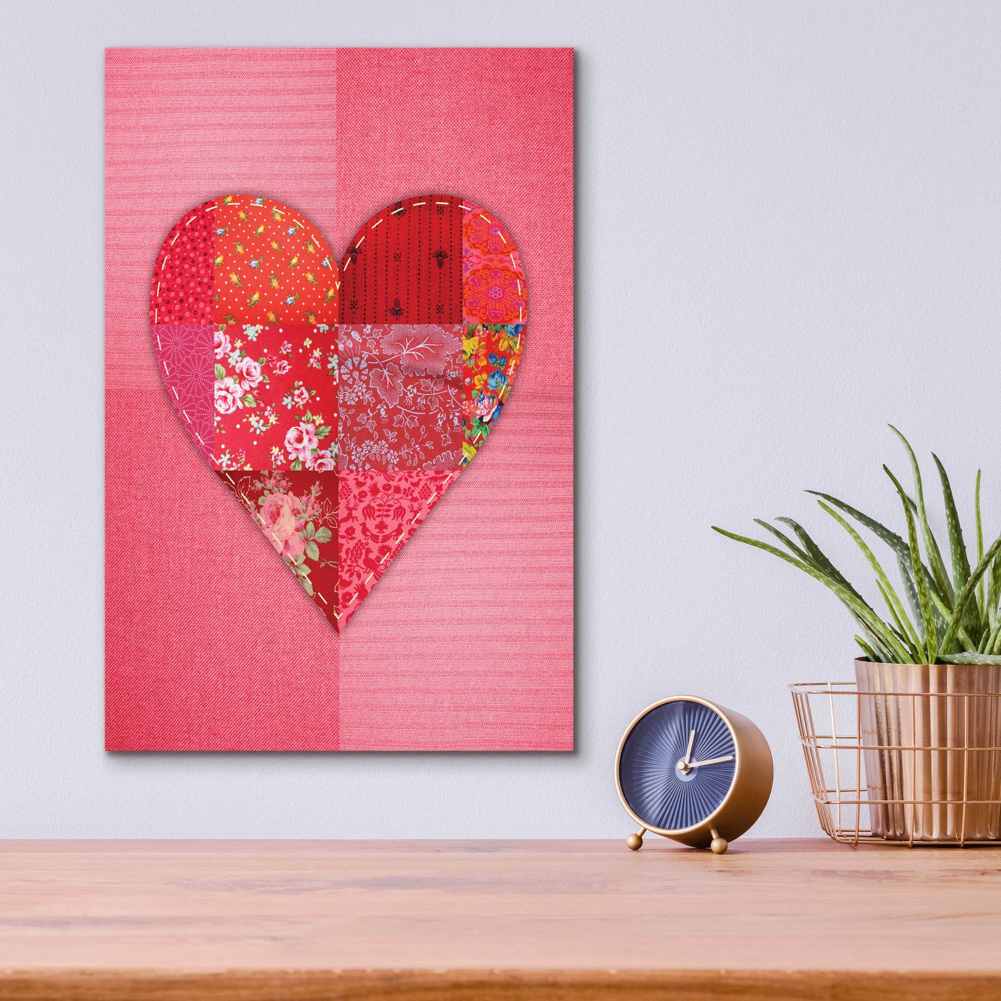 Epic Art 'Patch Heart Pink' by Rachel Caldwell, Acrylic Glass Wall Art,12x16