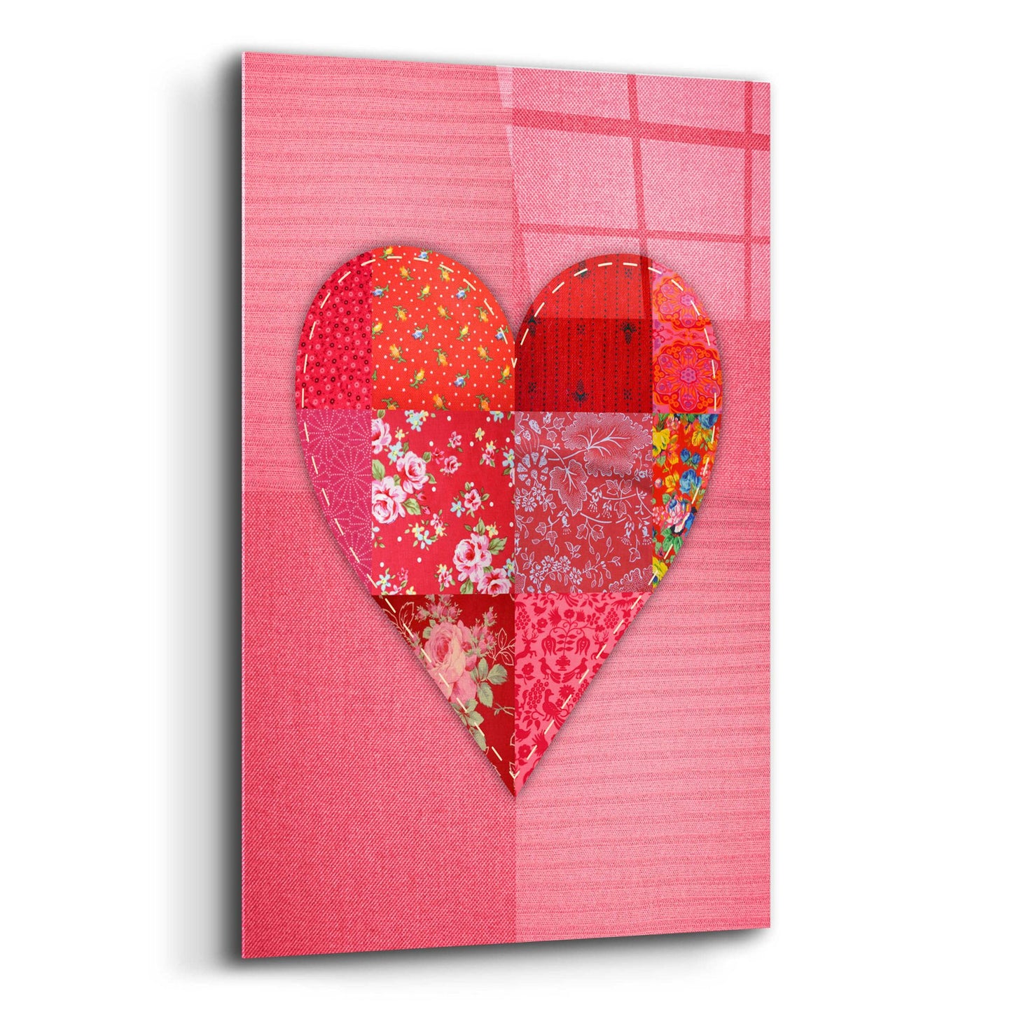 Epic Art 'Patch Heart Pink' by Rachel Caldwell, Acrylic Glass Wall Art,16x24