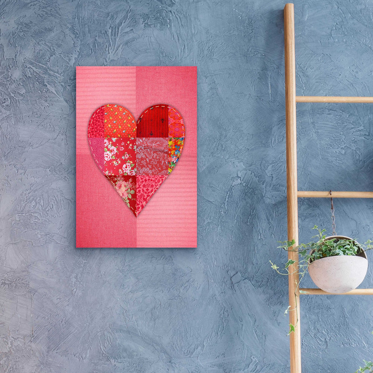 Epic Art 'Patch Heart Pink' by Rachel Caldwell, Acrylic Glass Wall Art,16x24