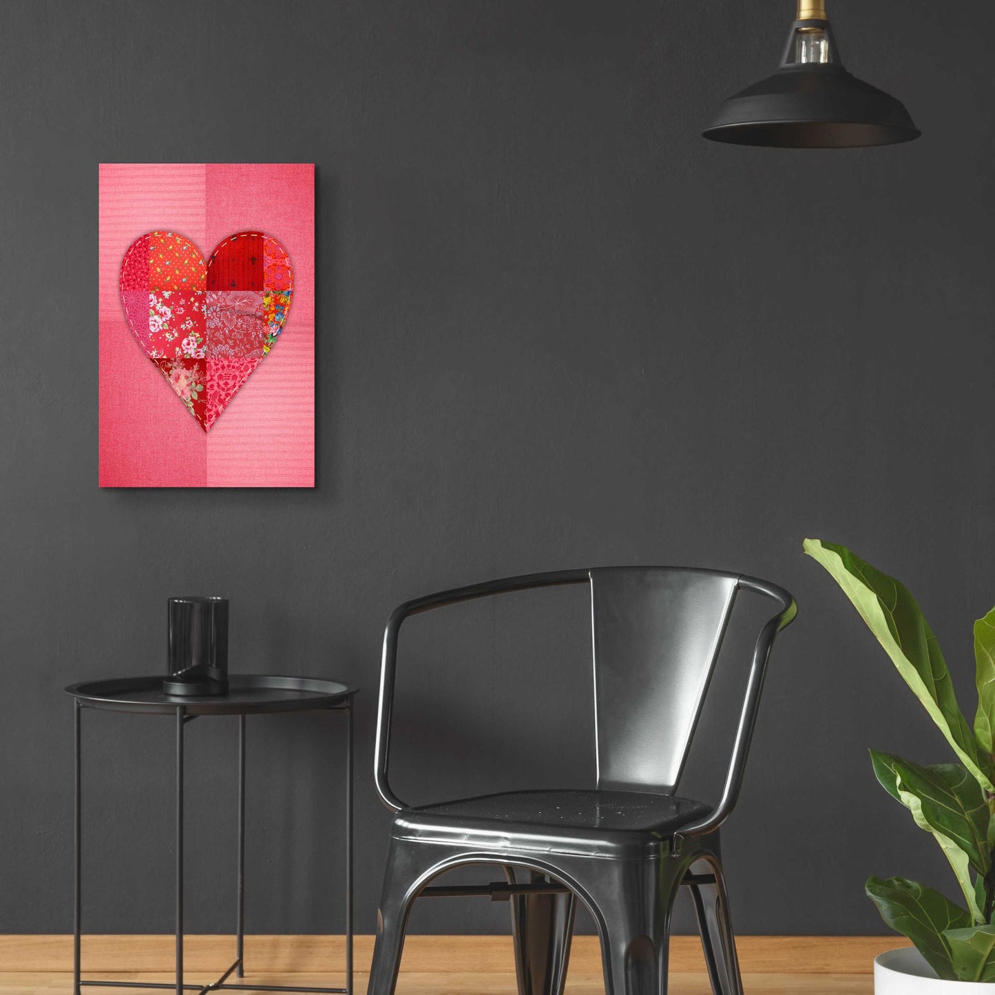 Epic Art 'Patch Heart Pink' by Rachel Caldwell, Acrylic Glass Wall Art,16x24