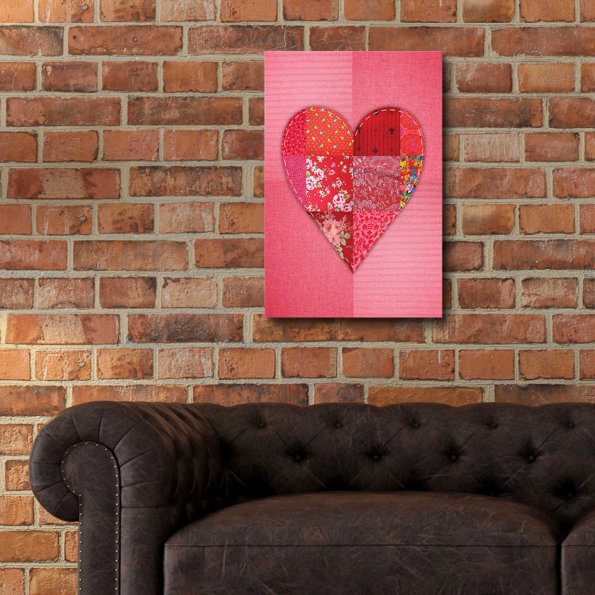 Epic Art 'Patch Heart Pink' by Rachel Caldwell, Acrylic Glass Wall Art,16x24