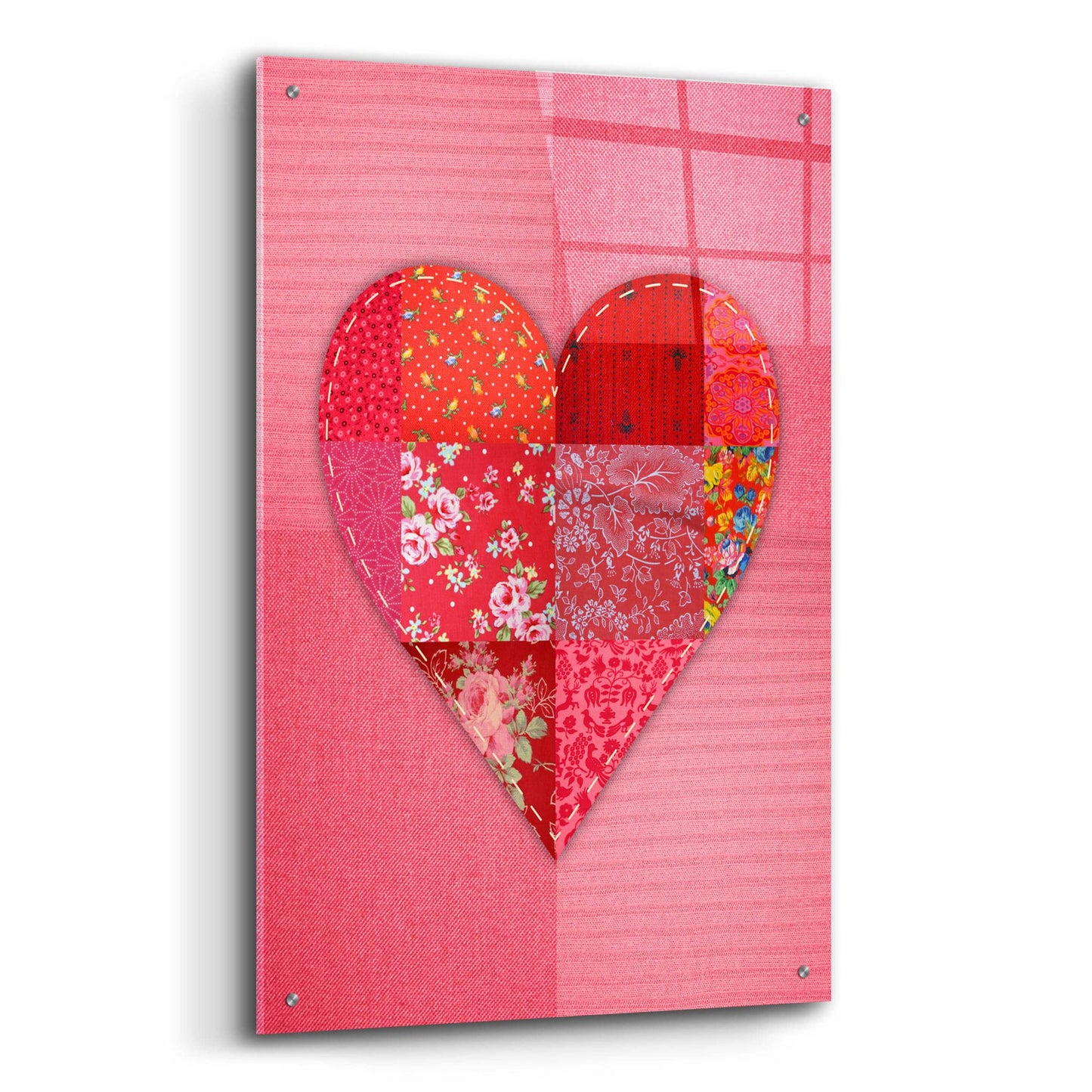 Epic Art 'Patch Heart Pink' by Rachel Caldwell, Acrylic Glass Wall Art,24x36