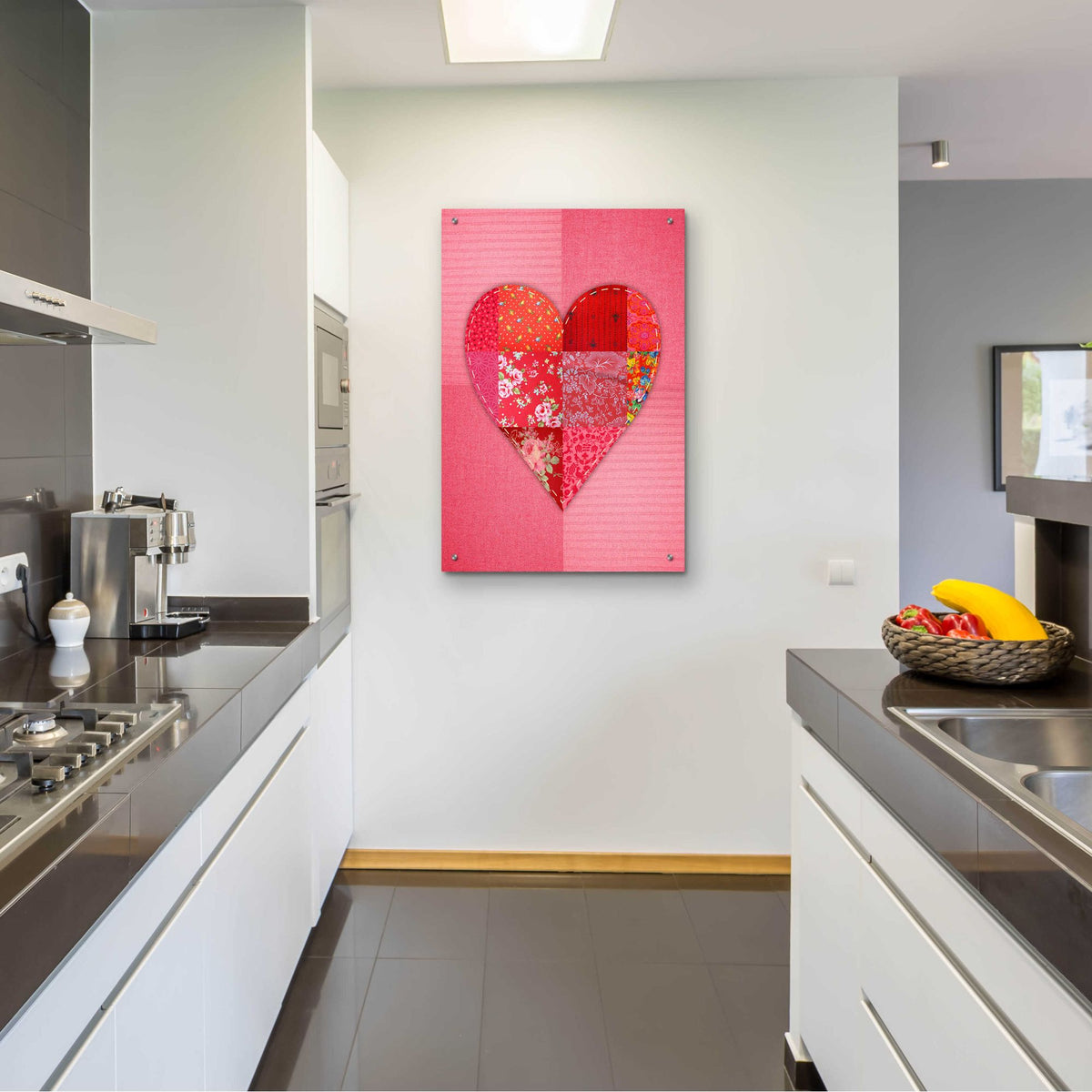 Epic Art 'Patch Heart Pink' by Rachel Caldwell, Acrylic Glass Wall Art,24x36