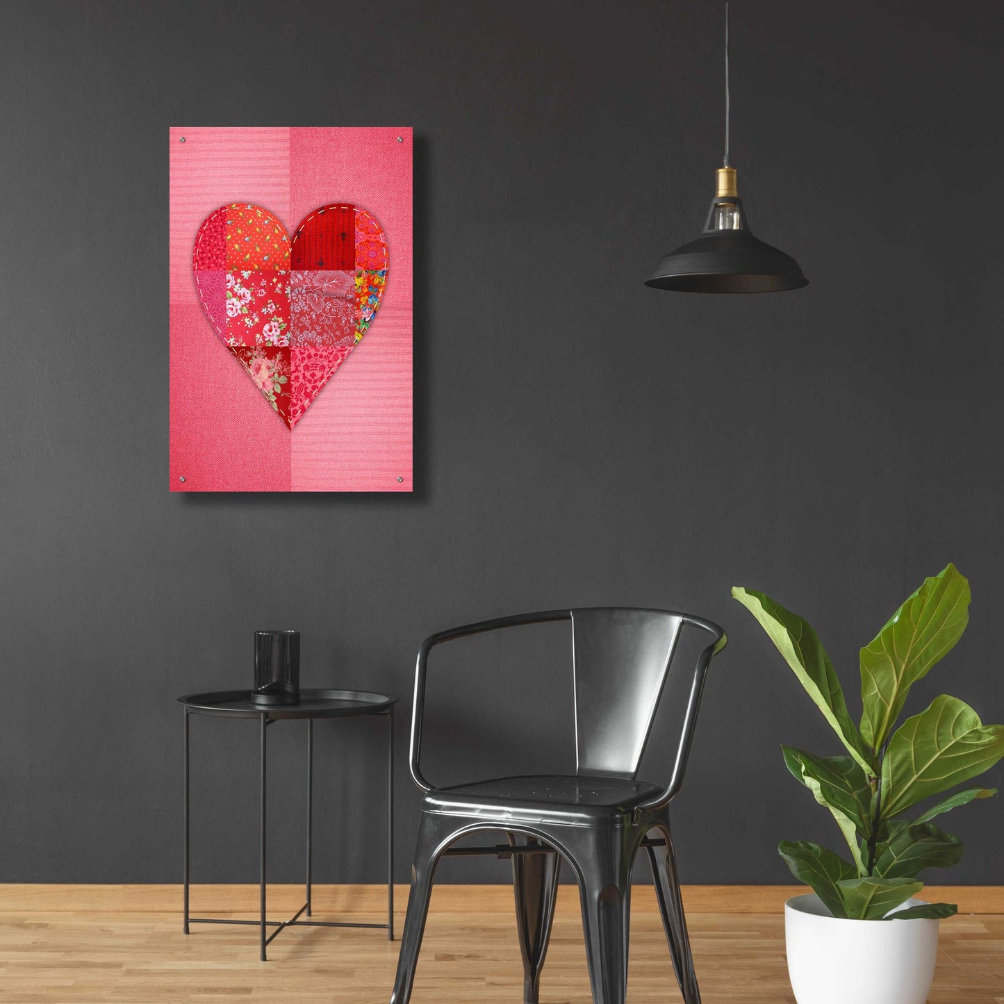 Epic Art 'Patch Heart Pink' by Rachel Caldwell, Acrylic Glass Wall Art,24x36