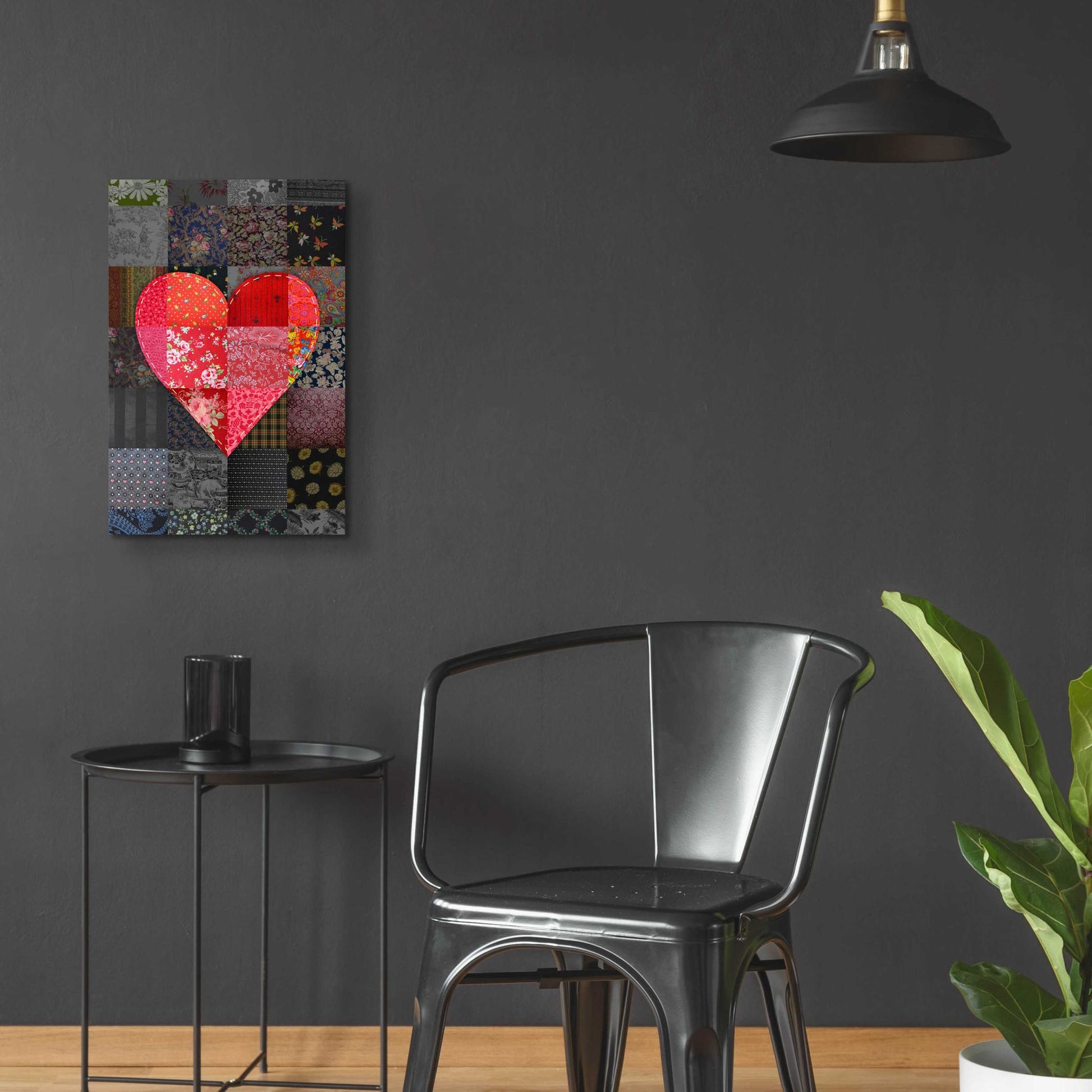 Epic Art 'Patch Heart Pink Gray' by Rachel Caldwell, Acrylic Glass Wall Art,16x24