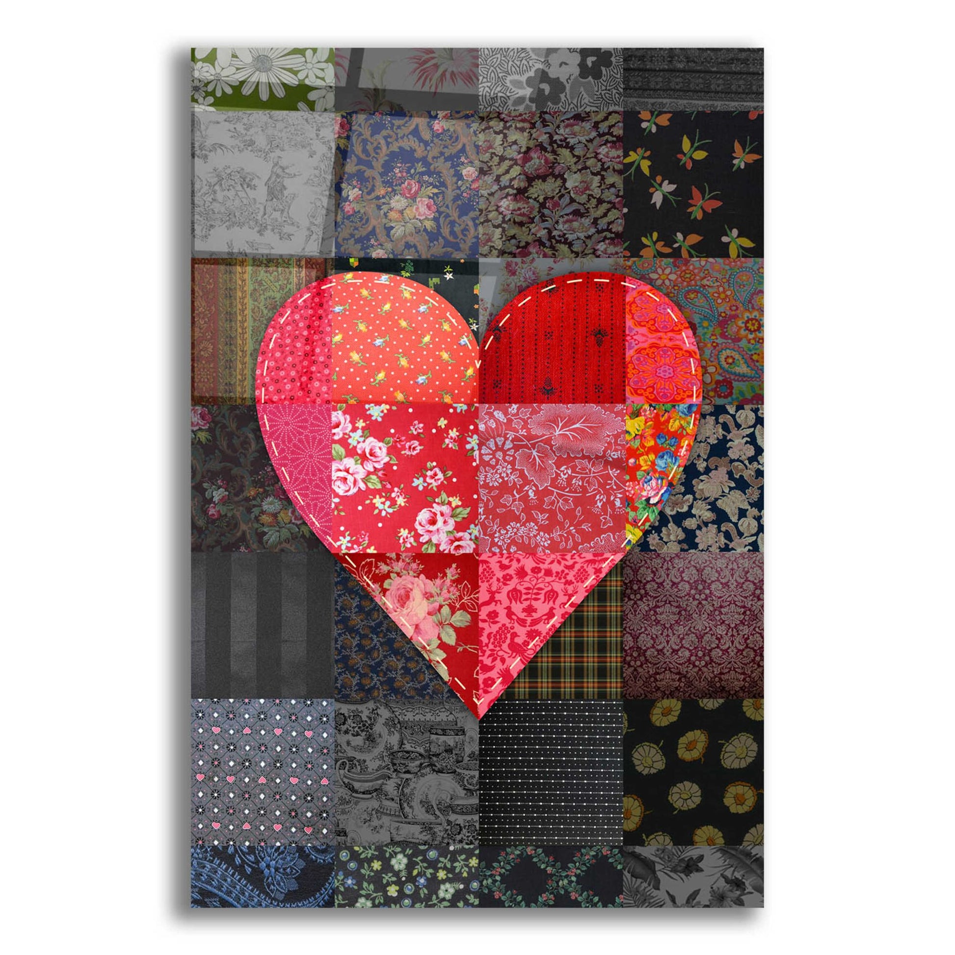 Epic Art 'Patch Heart Pink Gray' by Rachel Caldwell, Acrylic Glass Wall Art