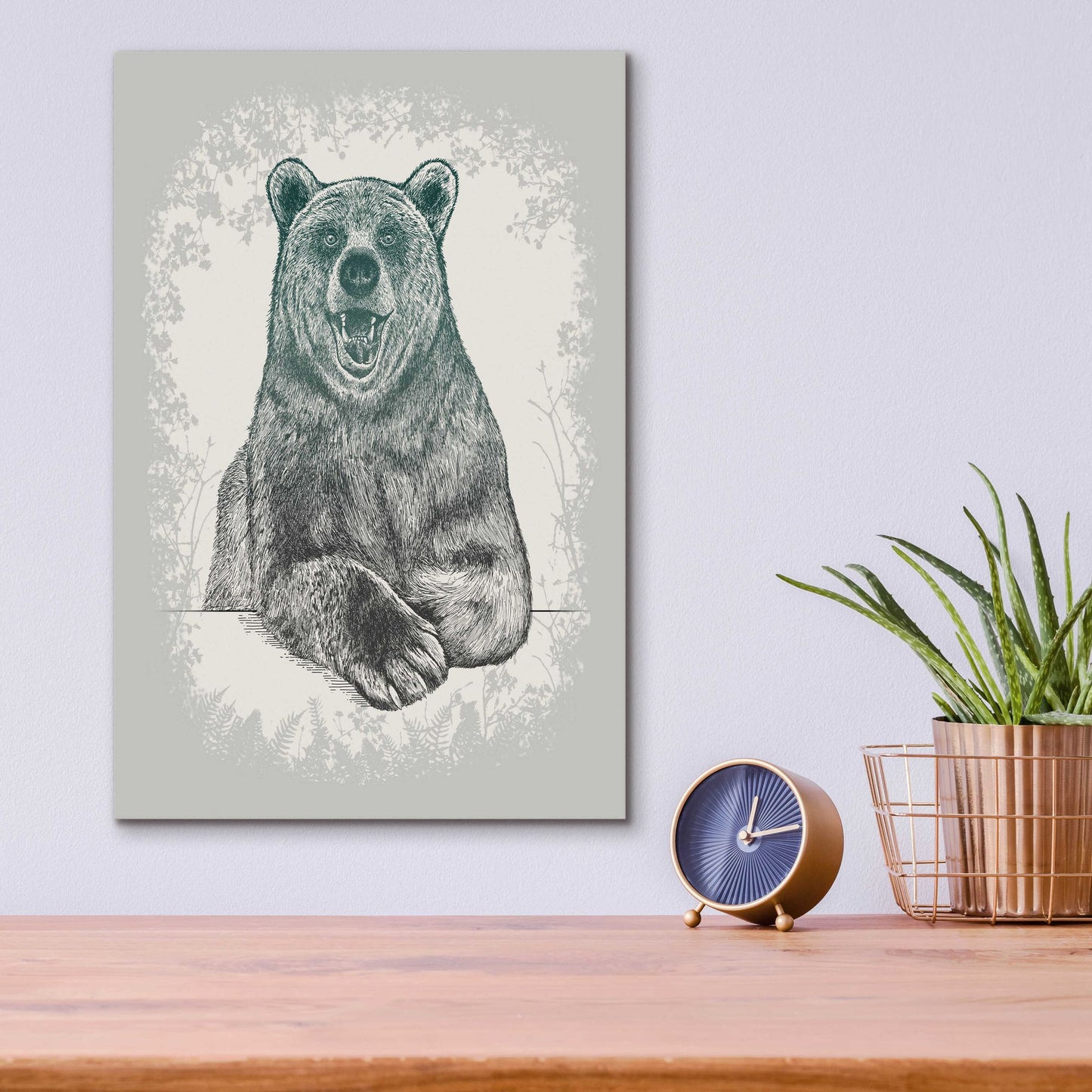 Epic Art 'Laughing Bear Etching' by Rachel Caldwell, Acrylic Glass Wall Art,12x16