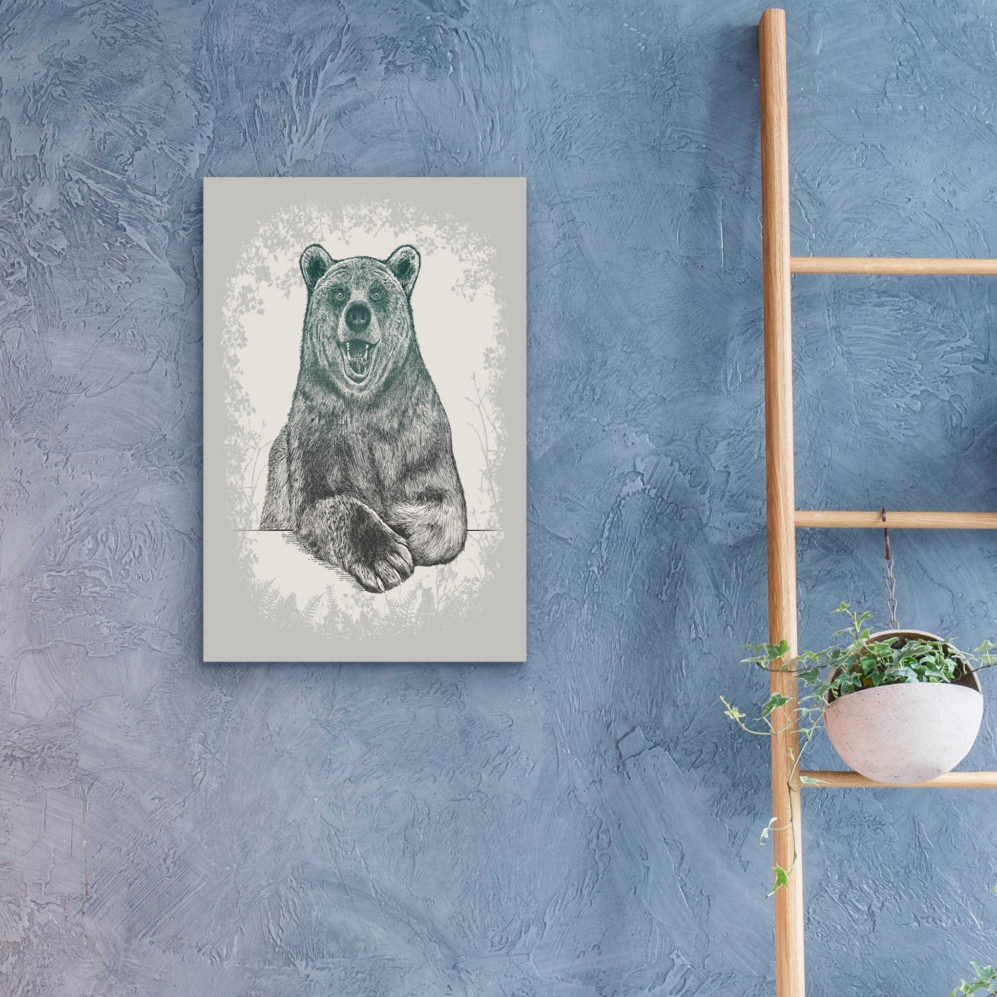 Epic Art 'Laughing Bear Etching' by Rachel Caldwell, Acrylic Glass Wall Art,16x24