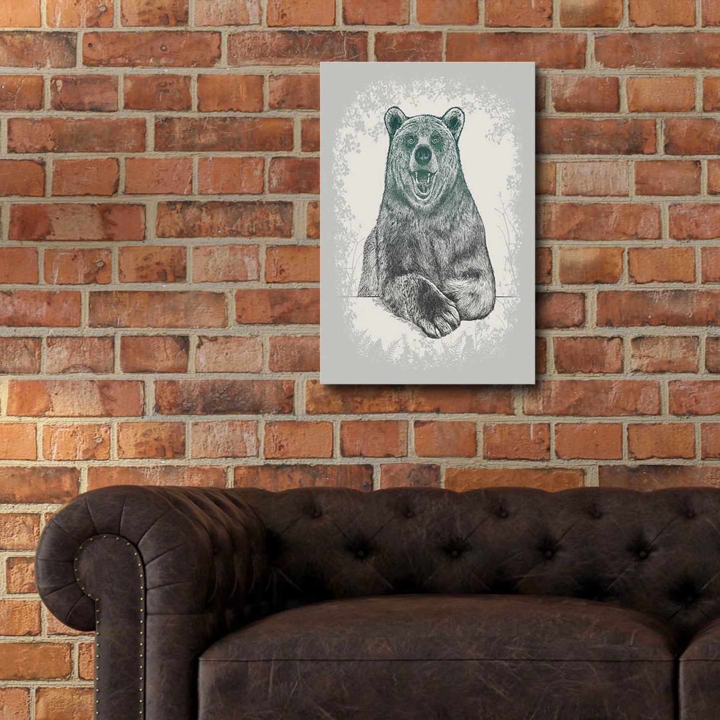 Epic Art 'Laughing Bear Etching' by Rachel Caldwell, Acrylic Glass Wall Art,16x24