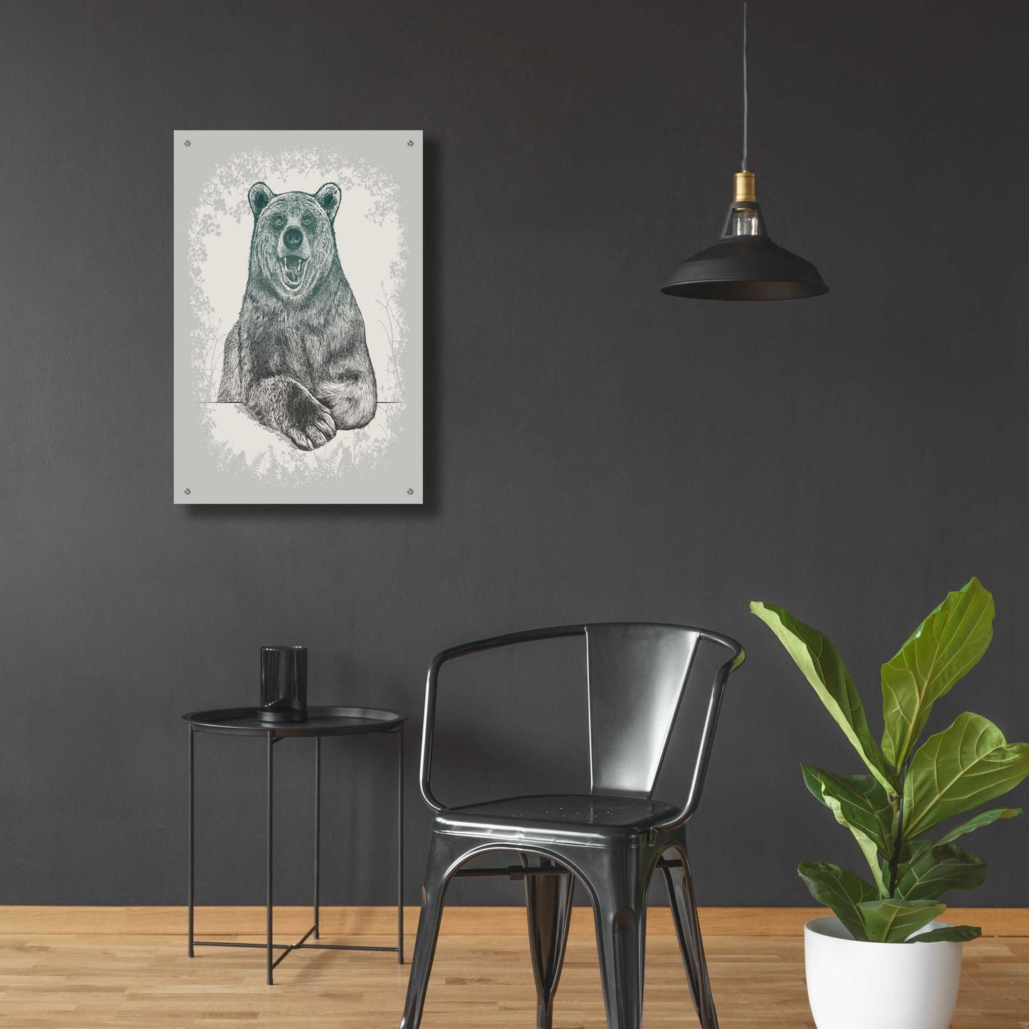 Epic Art 'Laughing Bear Etching' by Rachel Caldwell, Acrylic Glass Wall Art,24x36