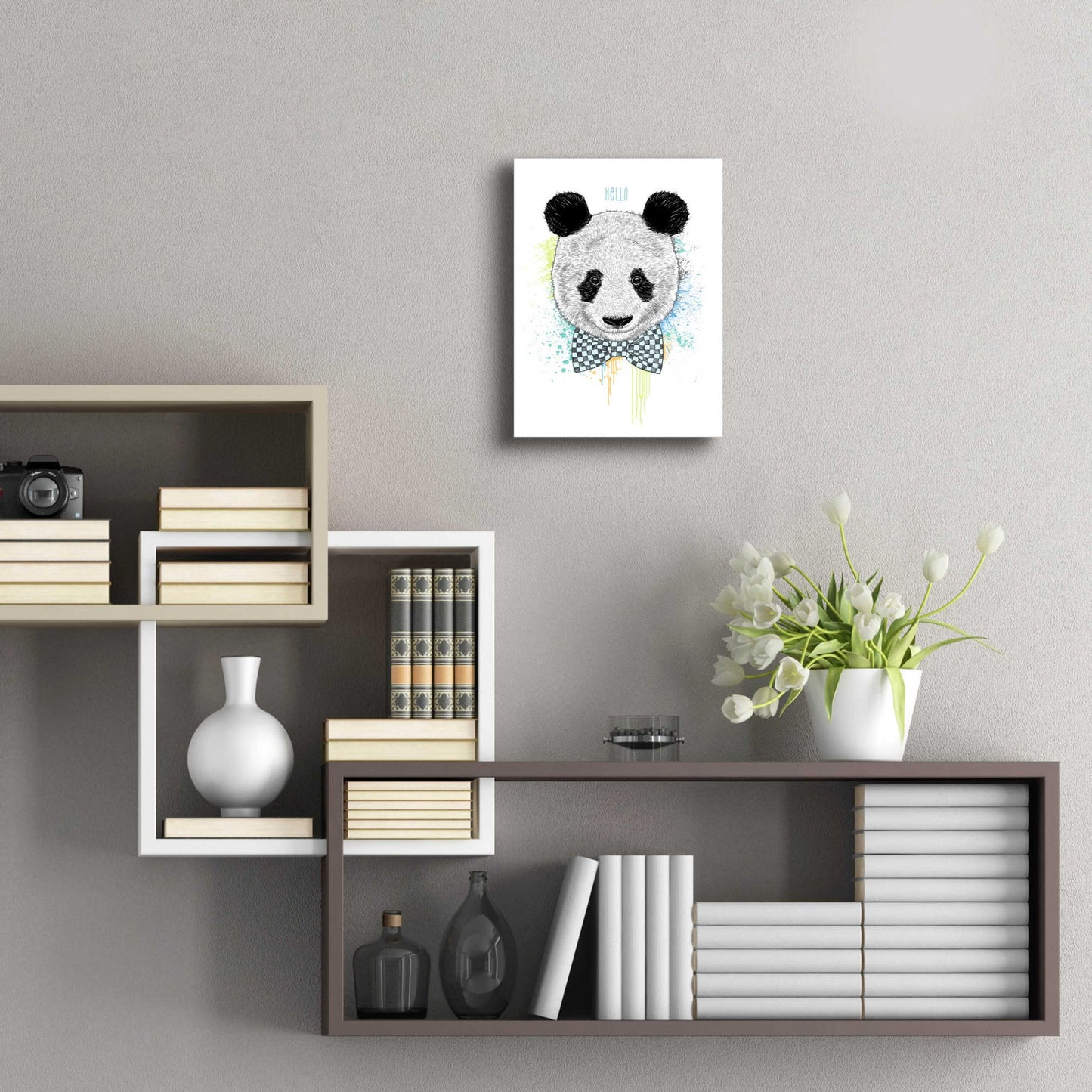 Epic Art 'Hello Panda' by Rachel Caldwell, Acrylic Glass Wall Art,12x16