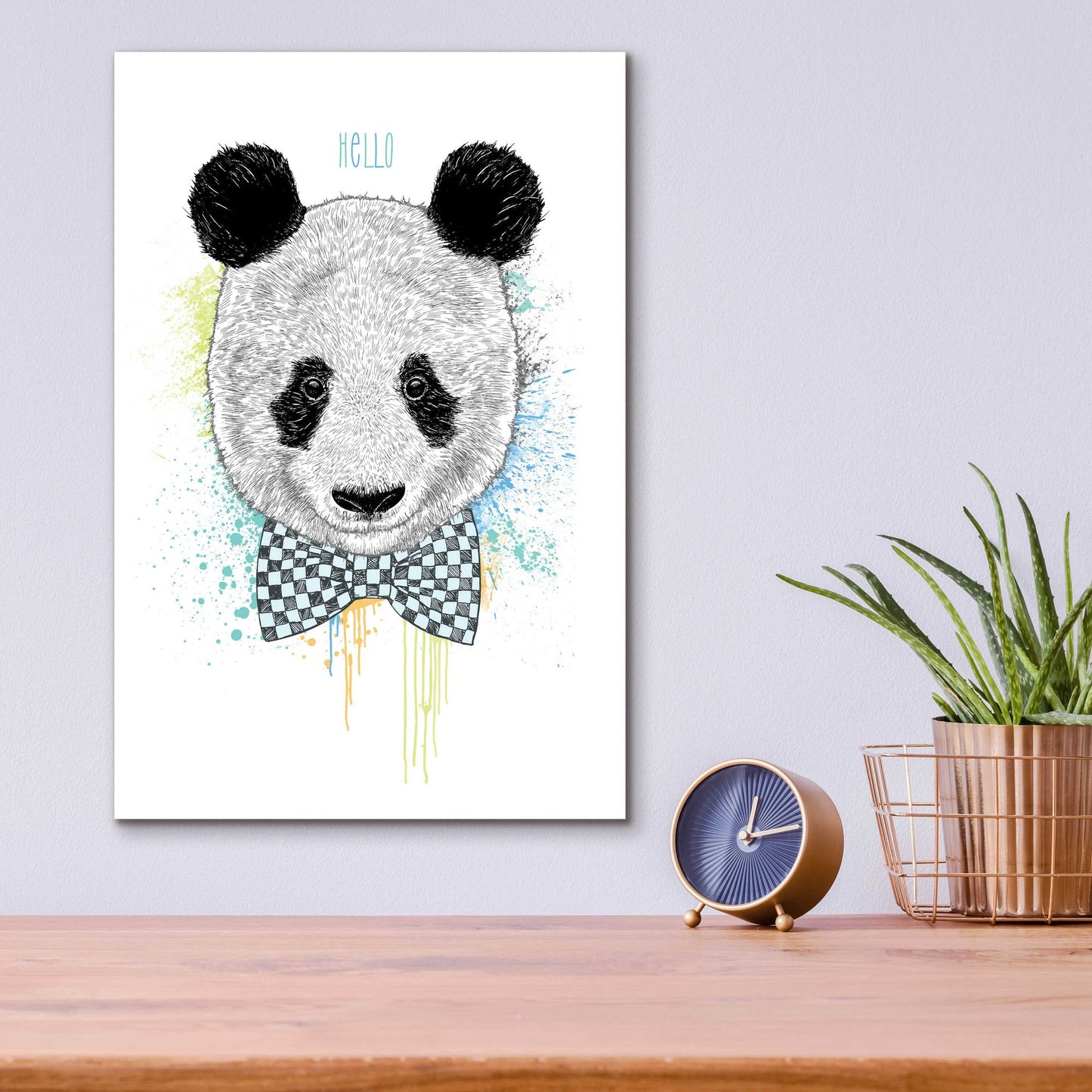 Epic Art 'Hello Panda' by Rachel Caldwell, Acrylic Glass Wall Art,12x16