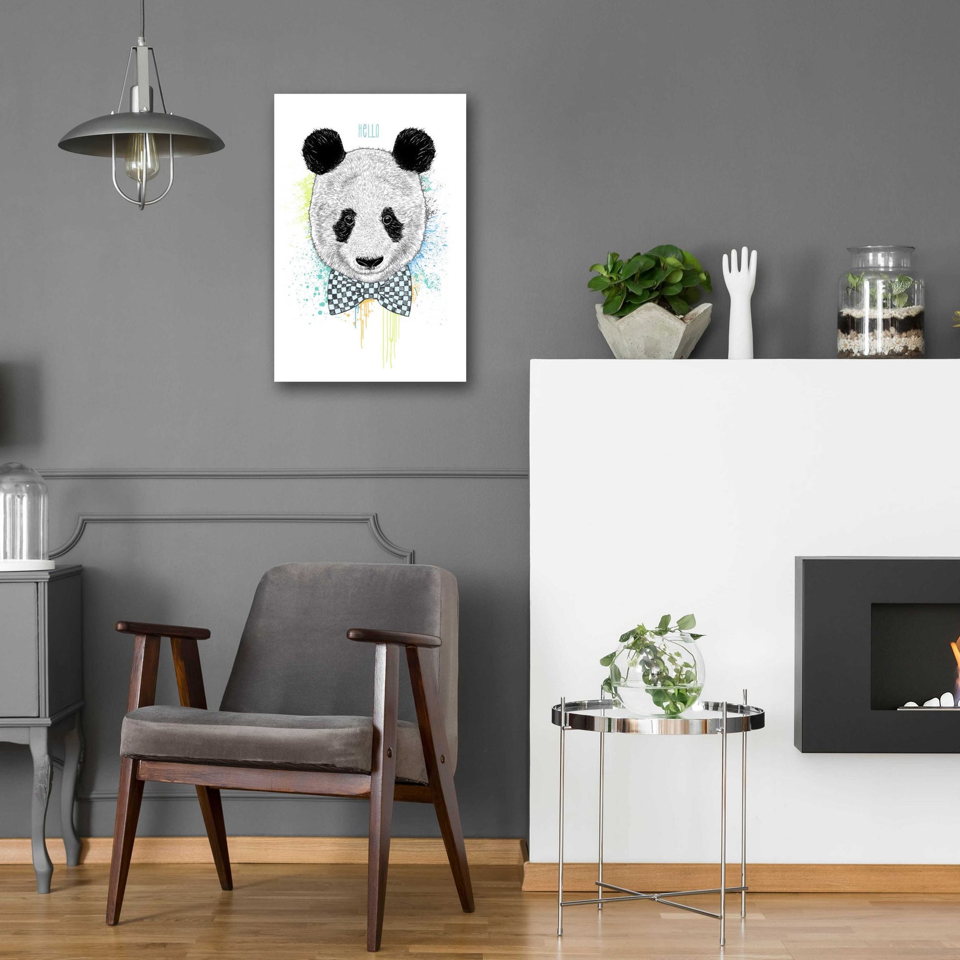 Epic Art 'Hello Panda' by Rachel Caldwell, Acrylic Glass Wall Art,16x24